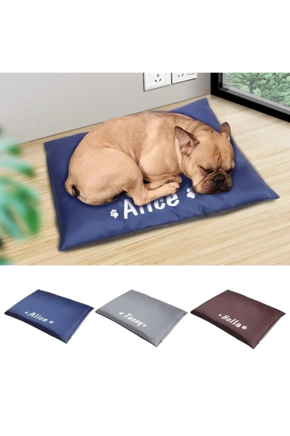 Custom Name Zippered Washable Cat and Dog Bed - Blue