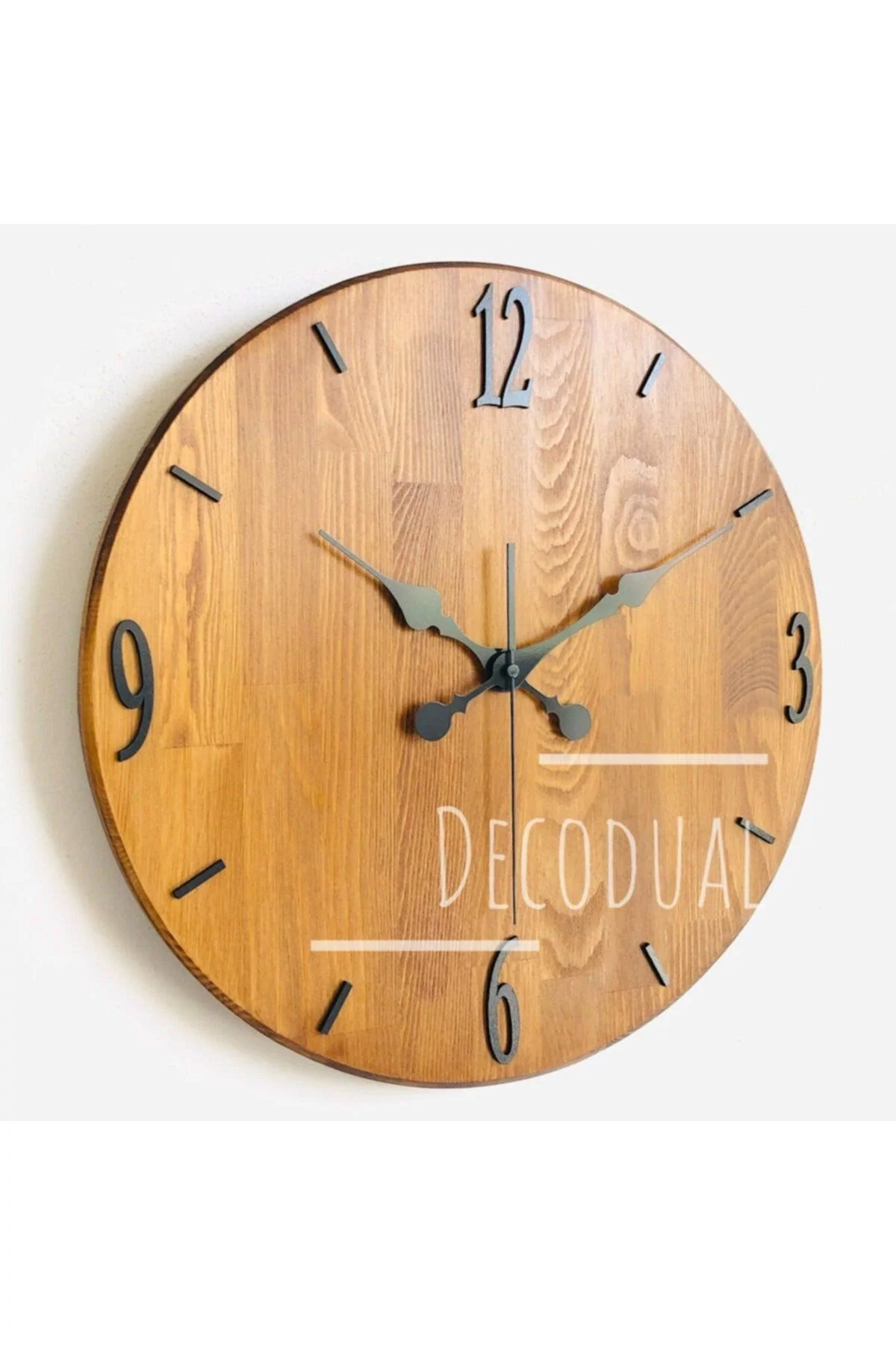Handcrafted Solid Wood Wall Clock 40cm Natural Grain