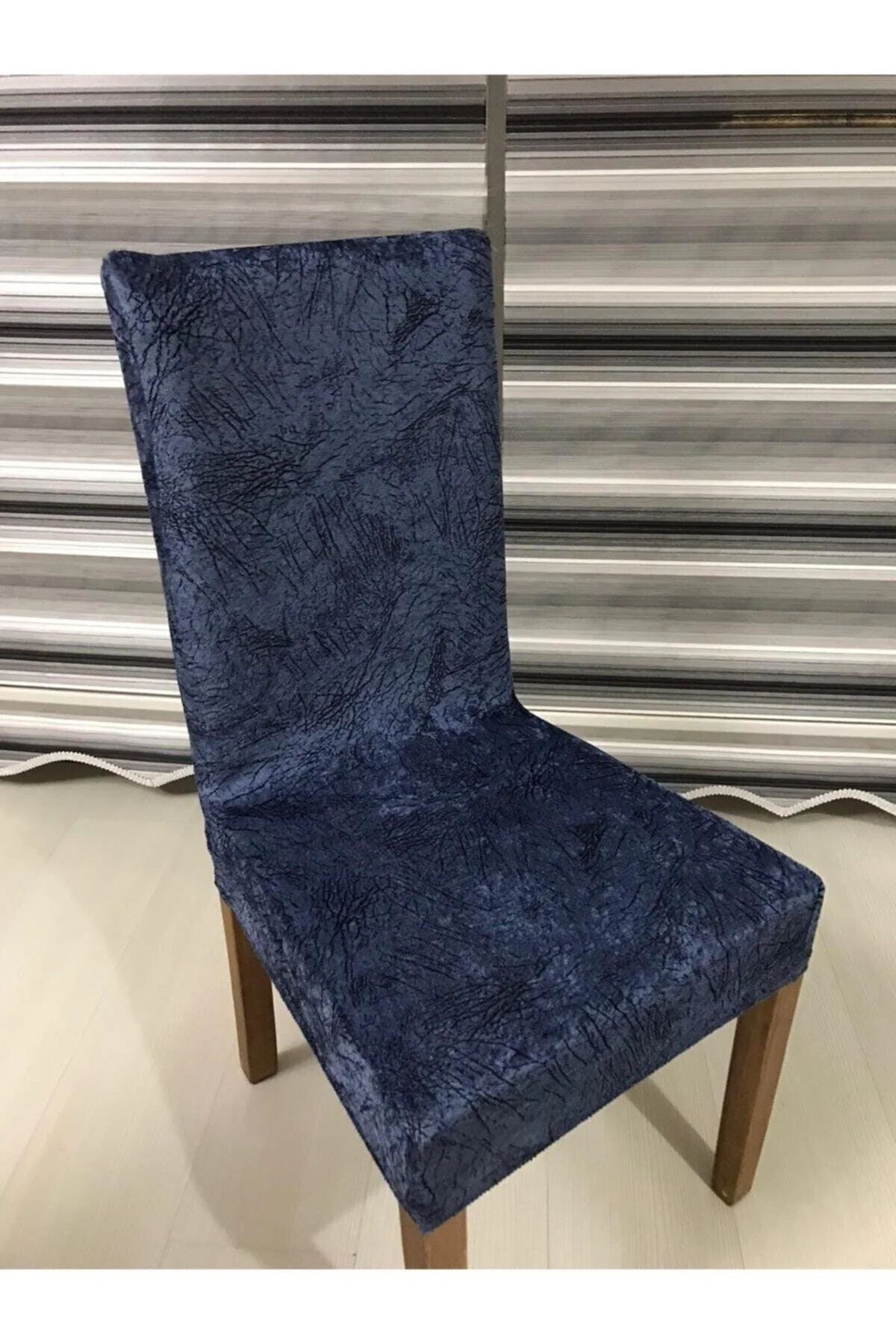 Navy Blue 6-Seat Chair Cover – Lycra Washable Stain-Resistant Slipcover
