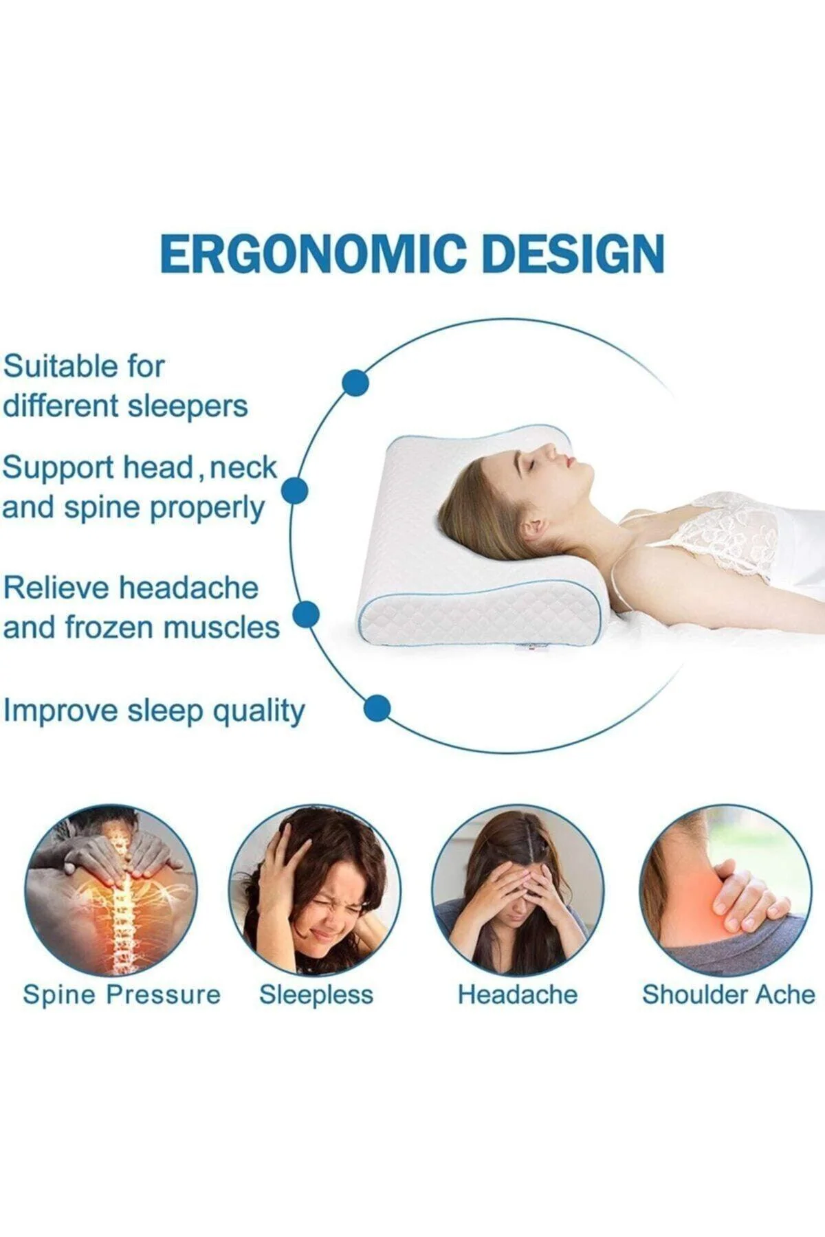 Orthopedic memory foam pillow for neck support and alignment