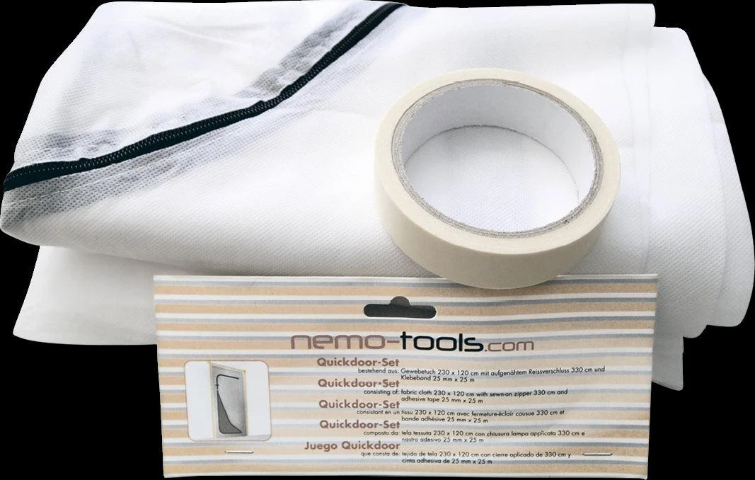 Dust Barrier Fabric with Zipper and Adhesive Tape, 330 cm Length (Includes 25 m Roll and Tape)
