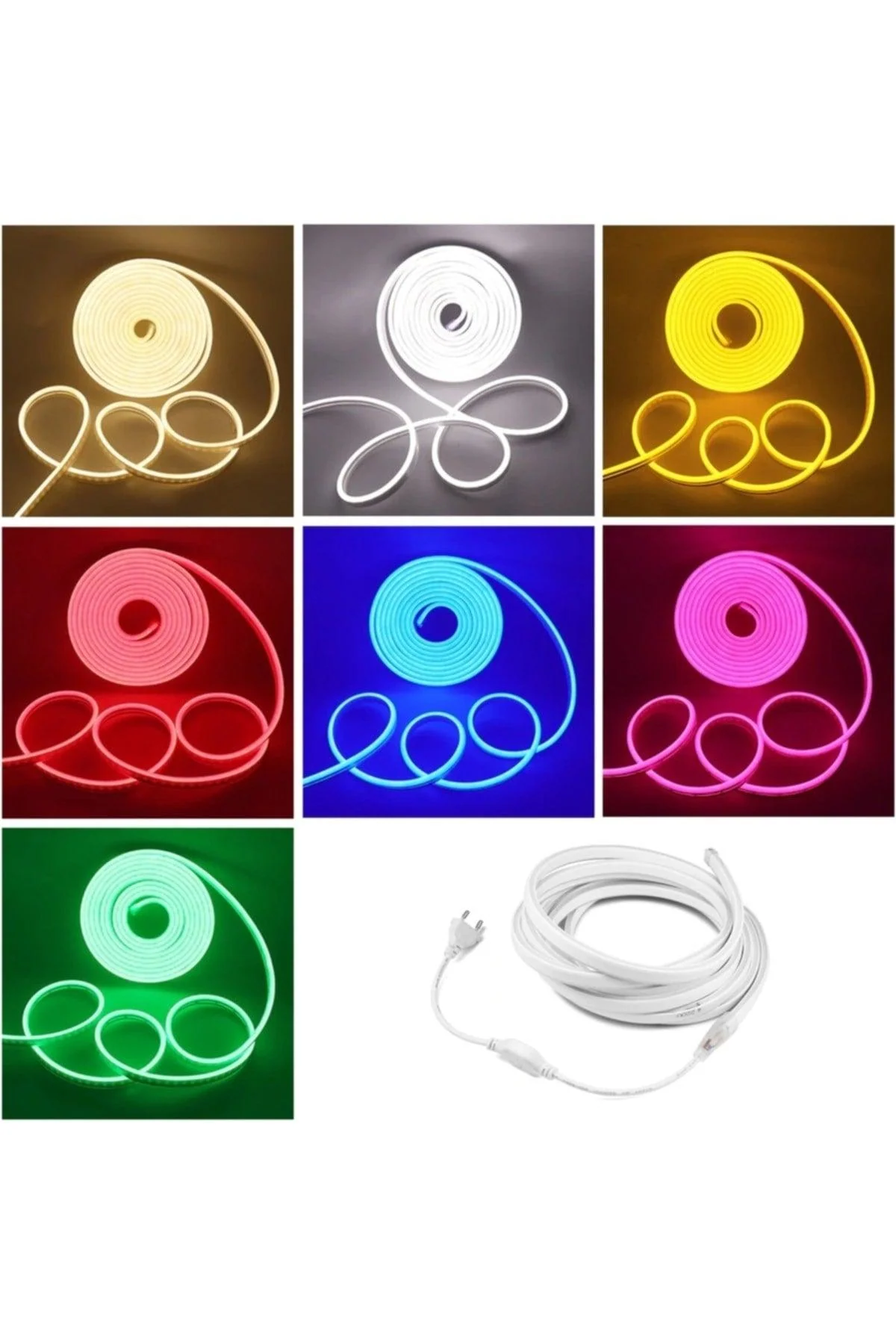 Flexible Neon LED Strip 50m Amber with 220V Plug