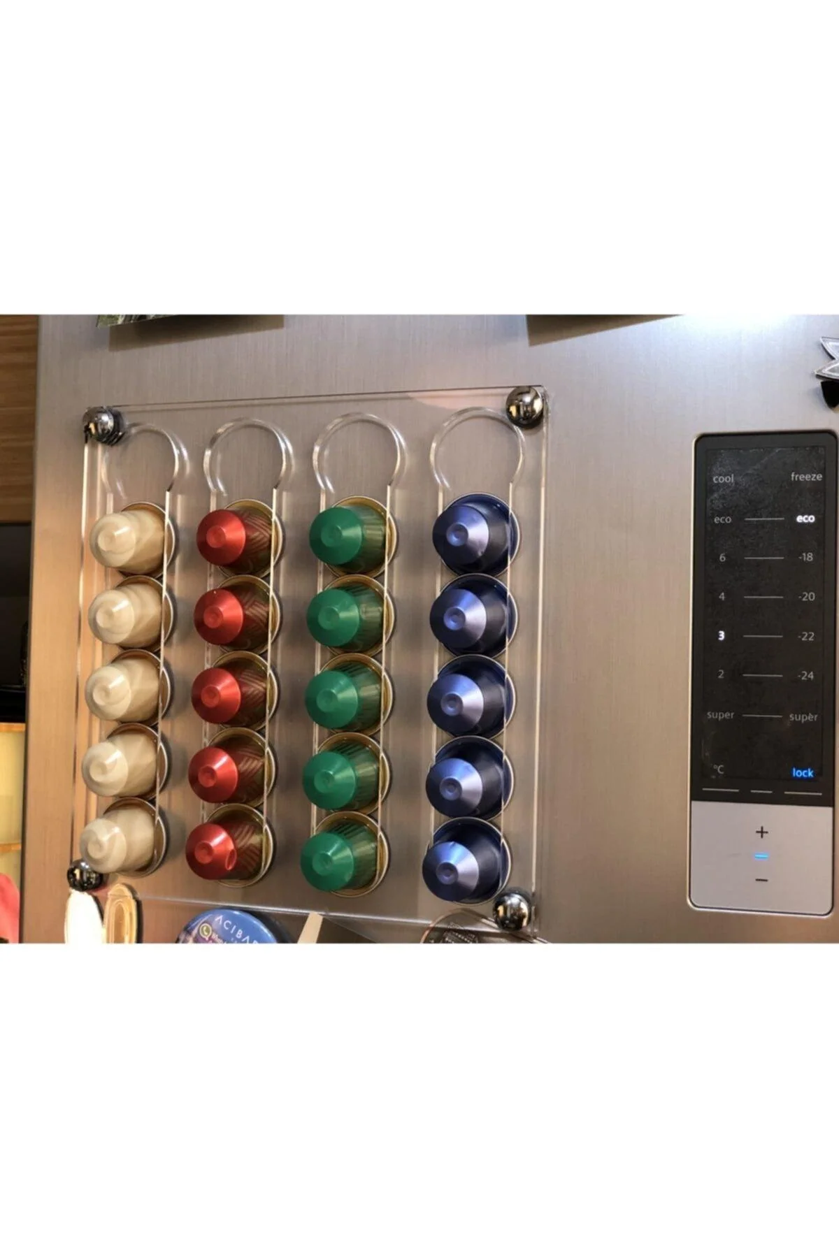 Magnetic coffee capsule organizer for Nespresso systems