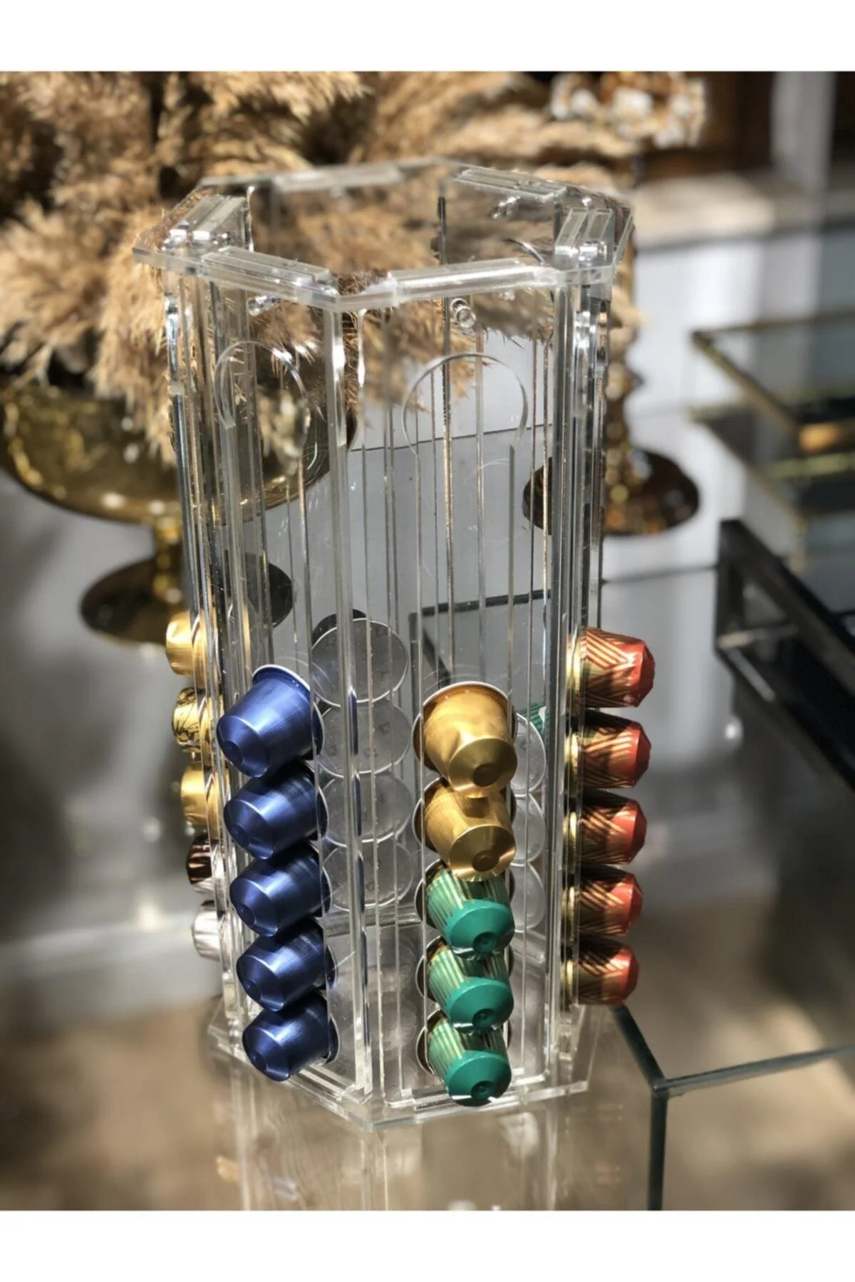 Hexagonal coffee capsule holder for Nespresso machines