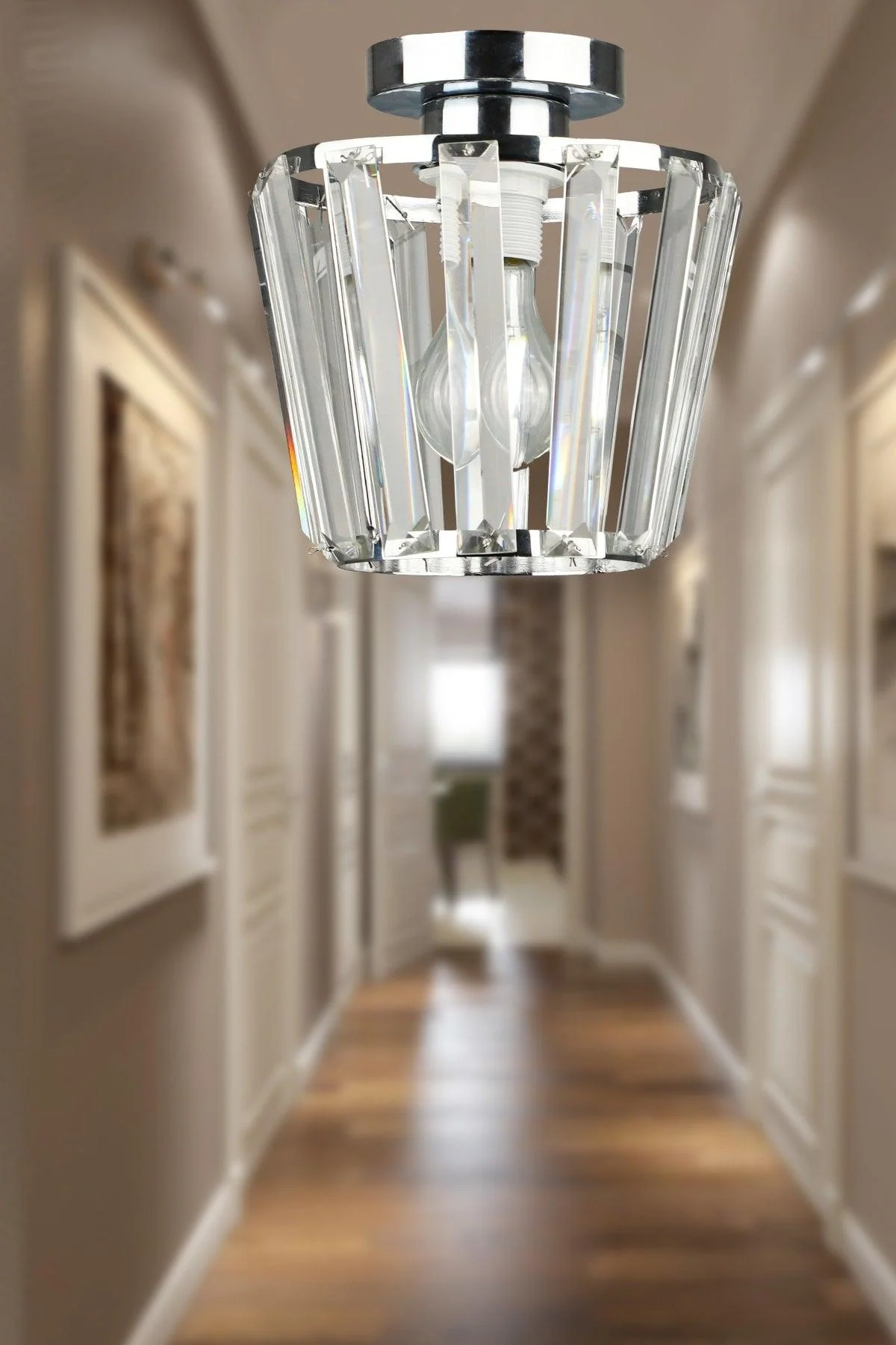 Chrome Single Crystal Chandelier 20cm Diameter