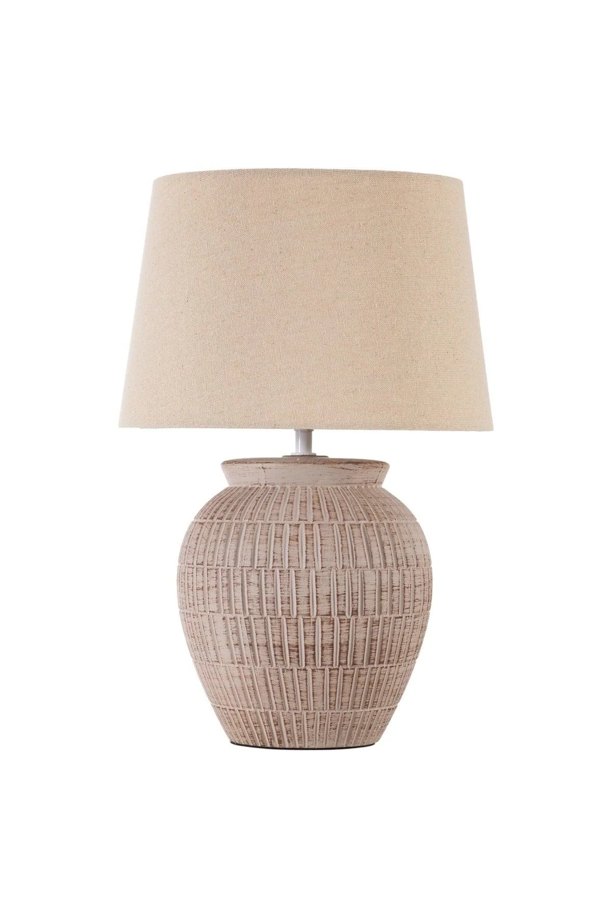 Beige Ceramic Lampshade with Fabric Cap and E27 Socket