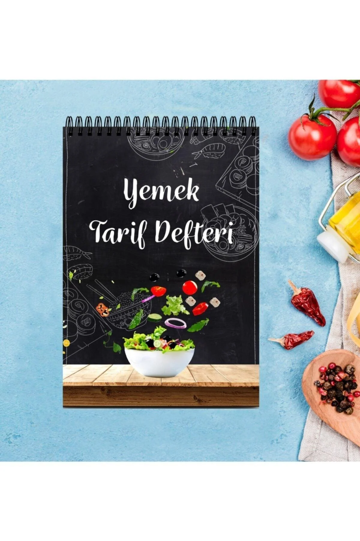 Spiral Recipe Notebook – 16 x 26 cm, 108 Sheets, Hard Cover