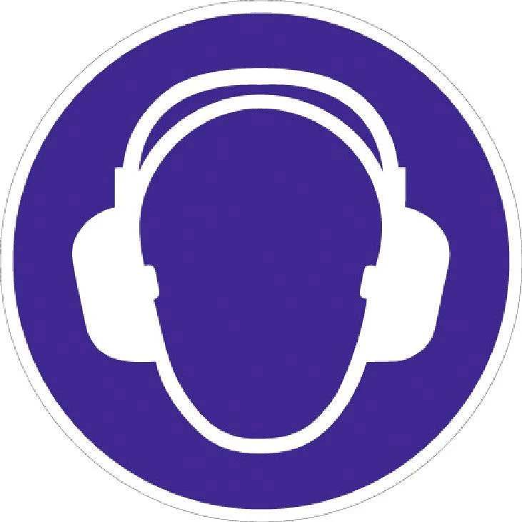 Hearing protection sign with durable plastic mount