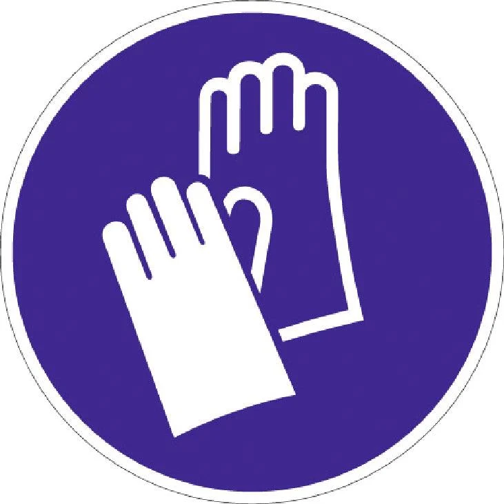 Hand protection warning sign with glow edge