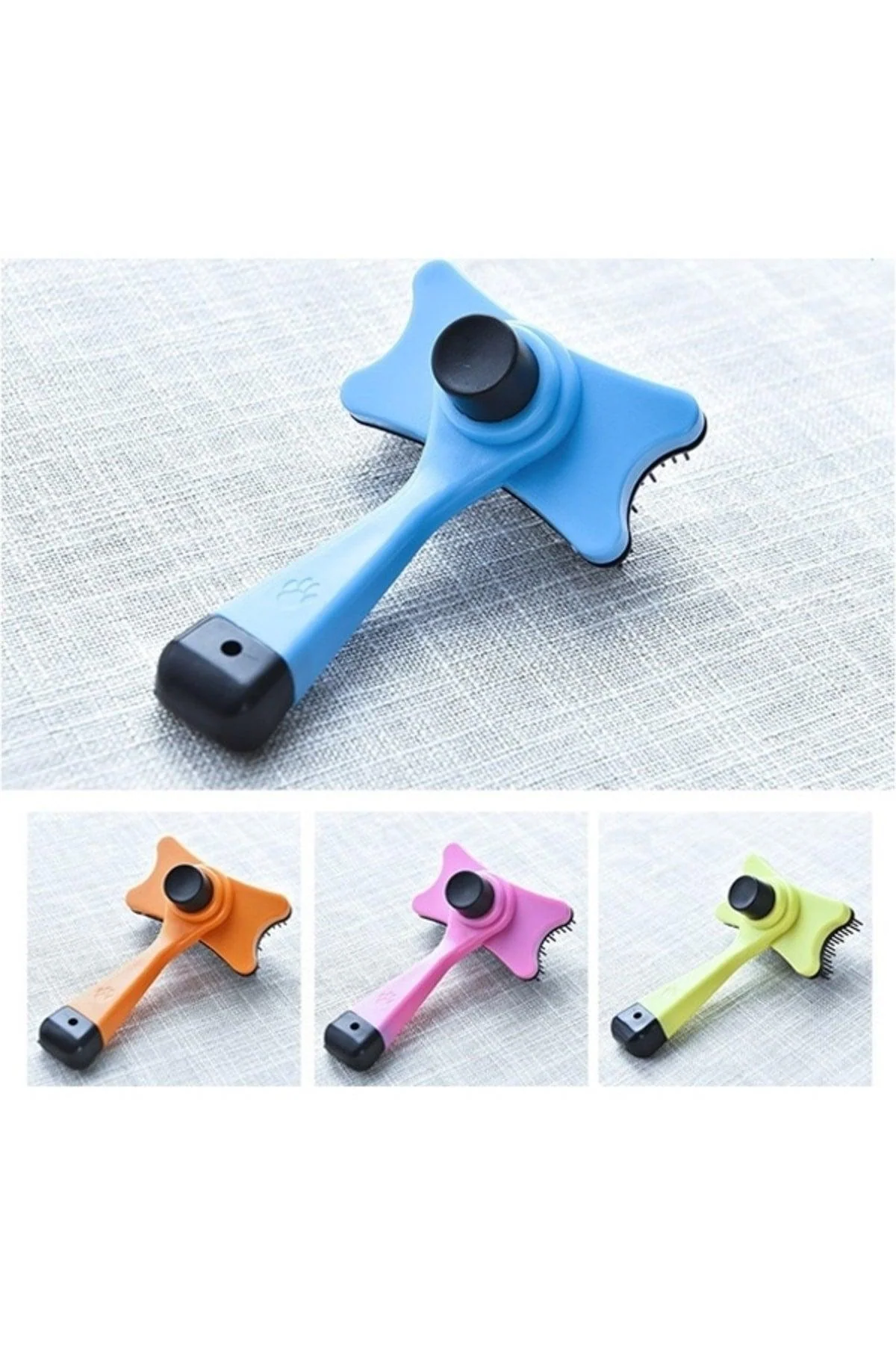 Self-cleaning pet brush for cats and dogs with sensitive skin