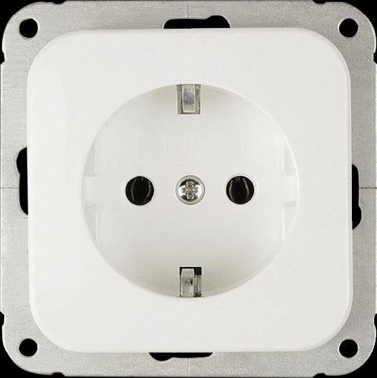 Flush-Mount Schuko Wall Socket – White, Supports Up to 2.5 mm² Cables