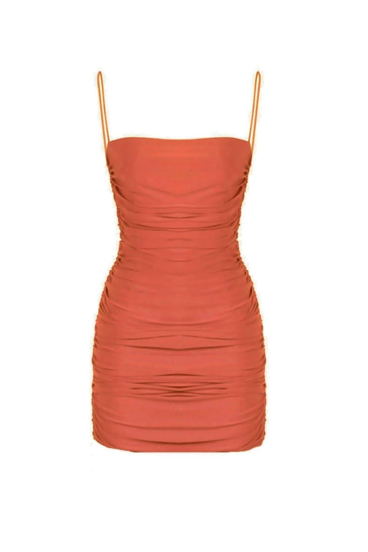 Orange jersey draped mini dress with full lining