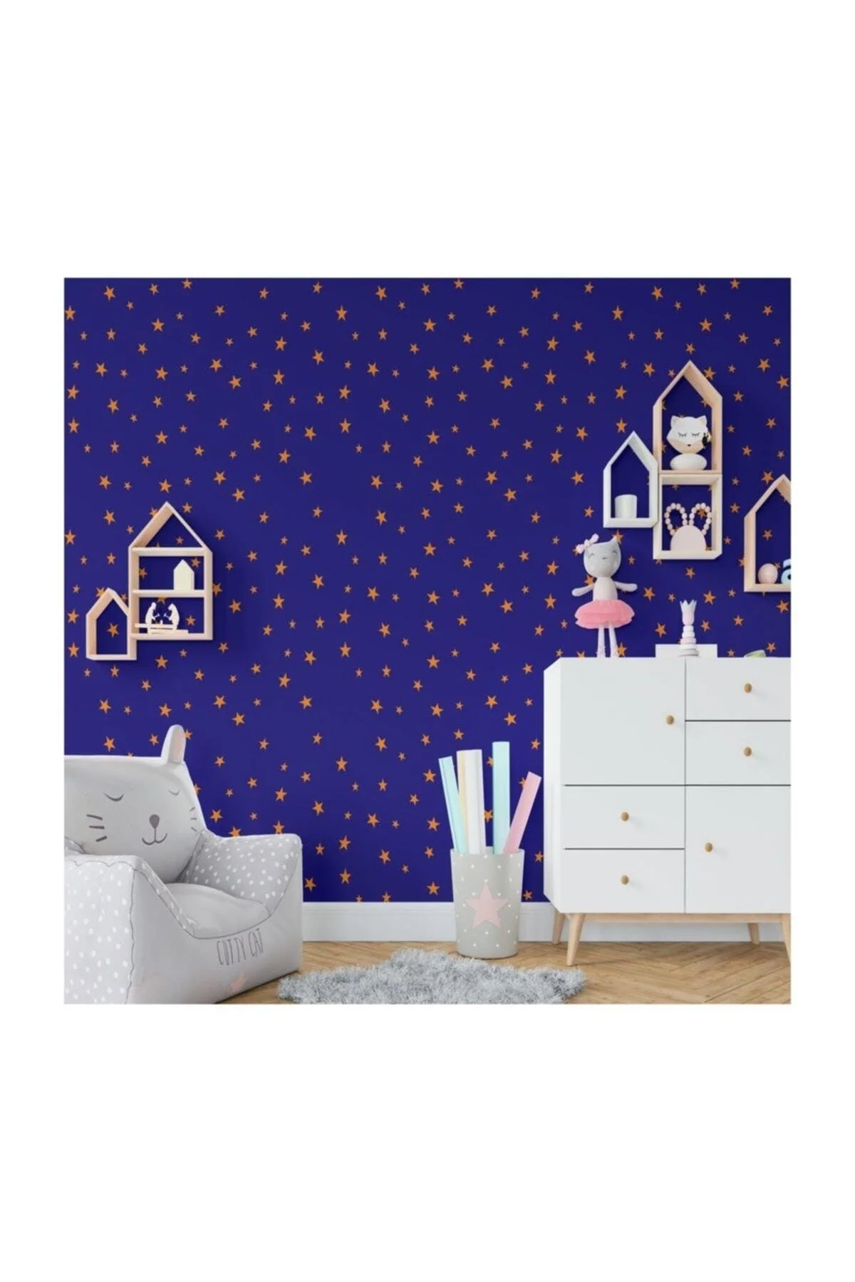 Orange Foil Starburst Stickers – 105 Pieces (35 each of 3 cm, 4 cm, 5 cm)