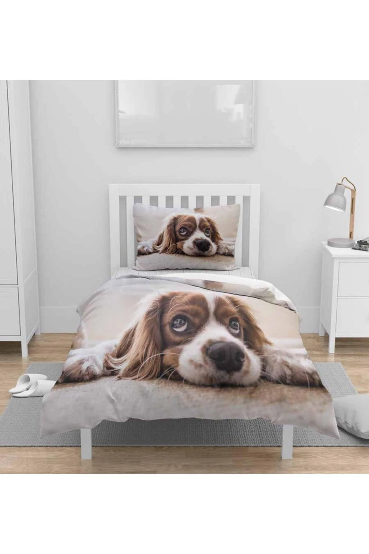 3D printed single duvet cover set with matching sheet and pillowcase