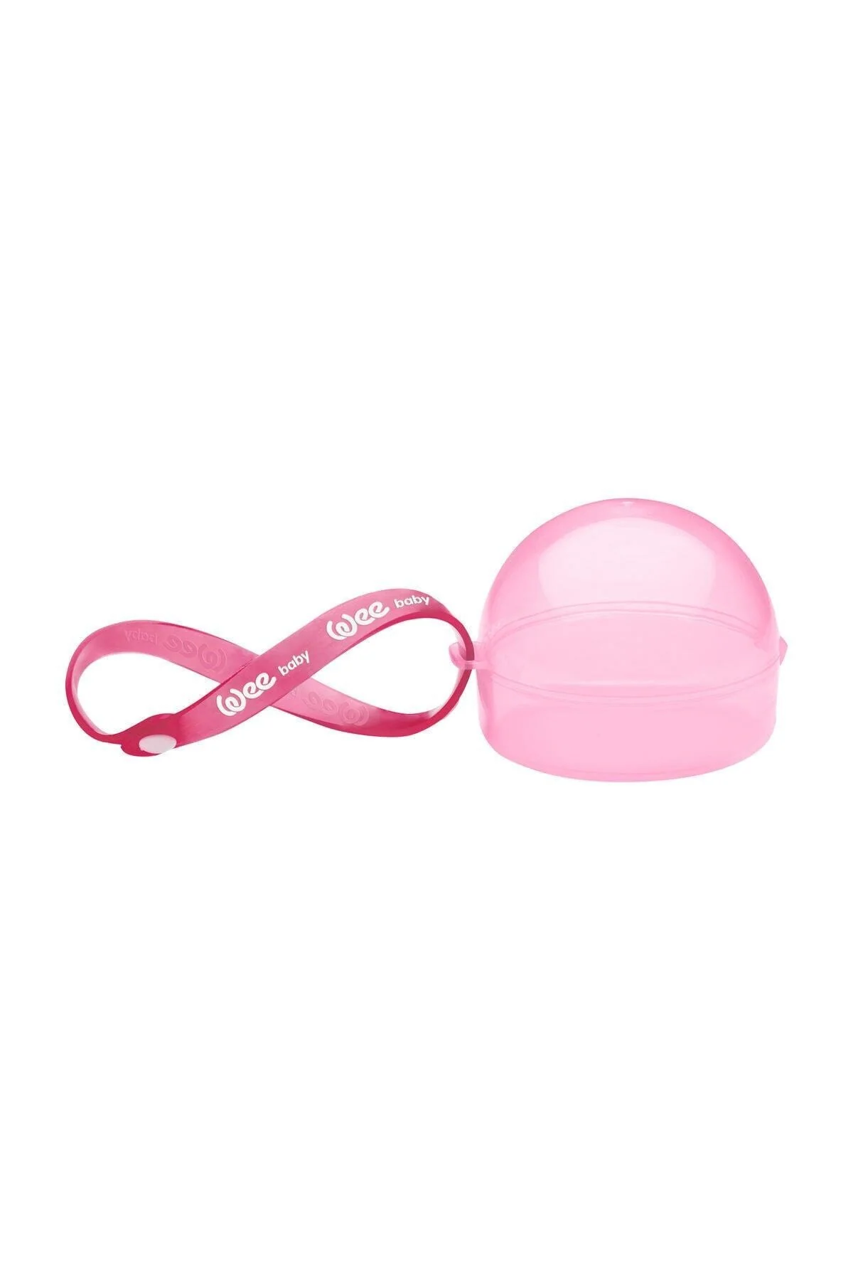 Pink storage box for baby pacifiers and accessories