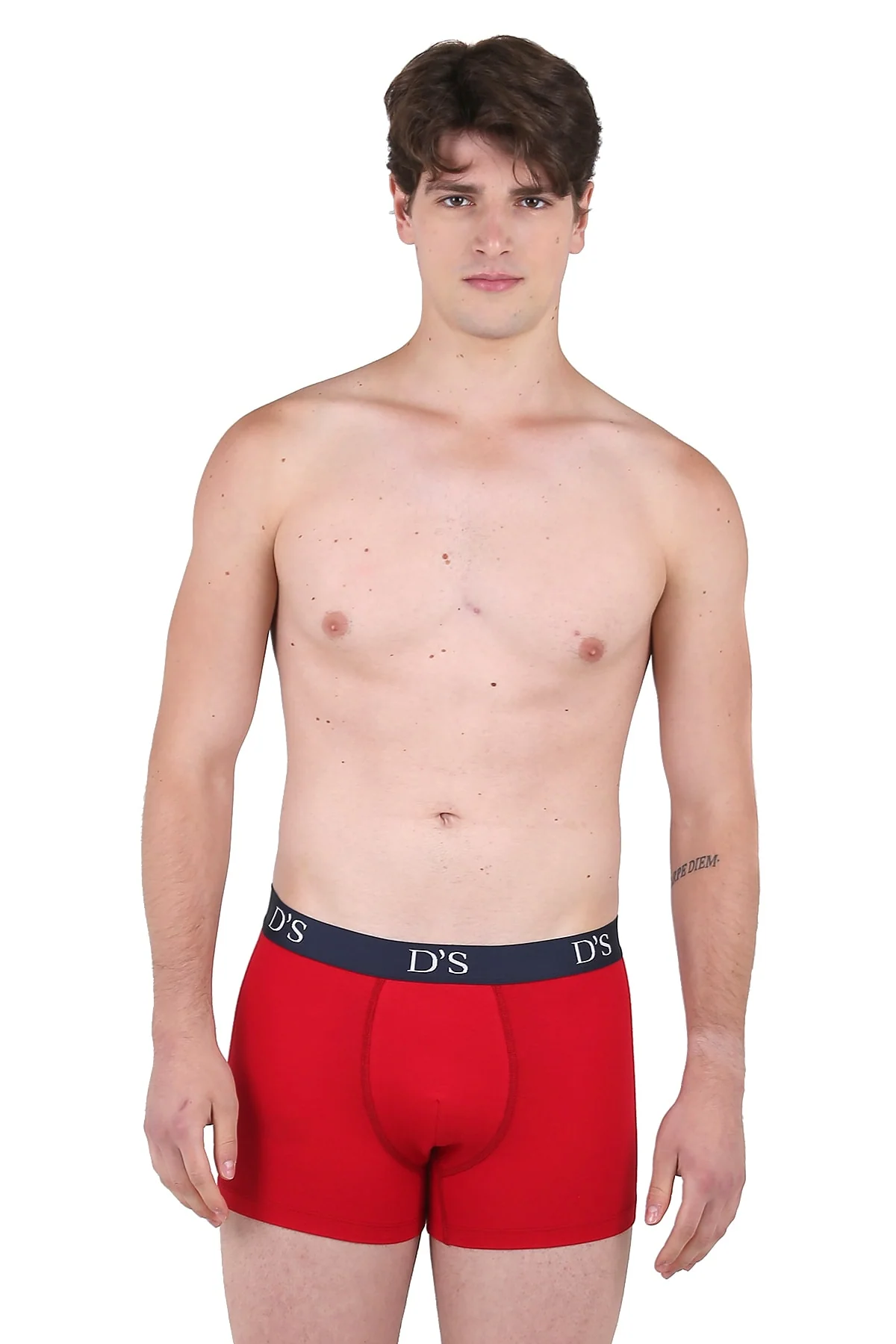 Mens 2-pack modal cotton elastane boxer briefs with red print