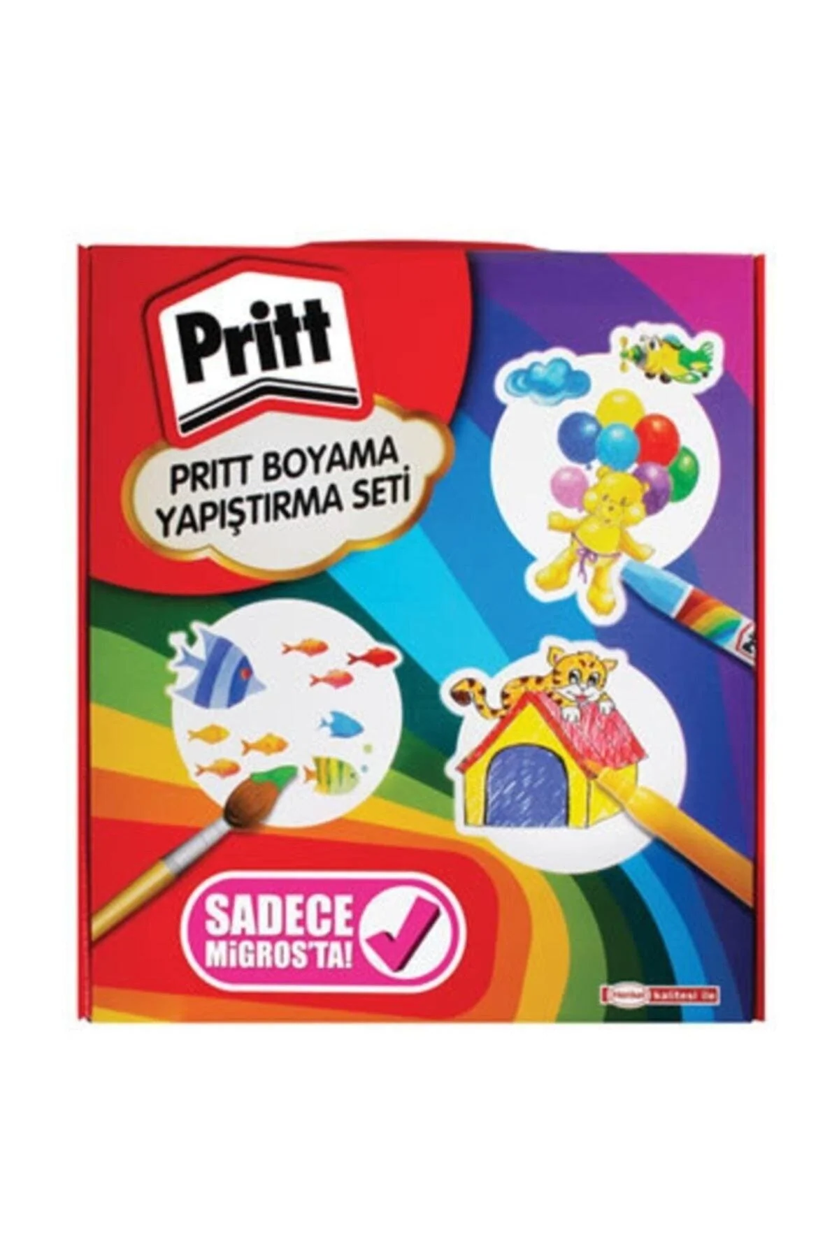 Children's art set with 12 crayons, felt tips, watercolors and glue