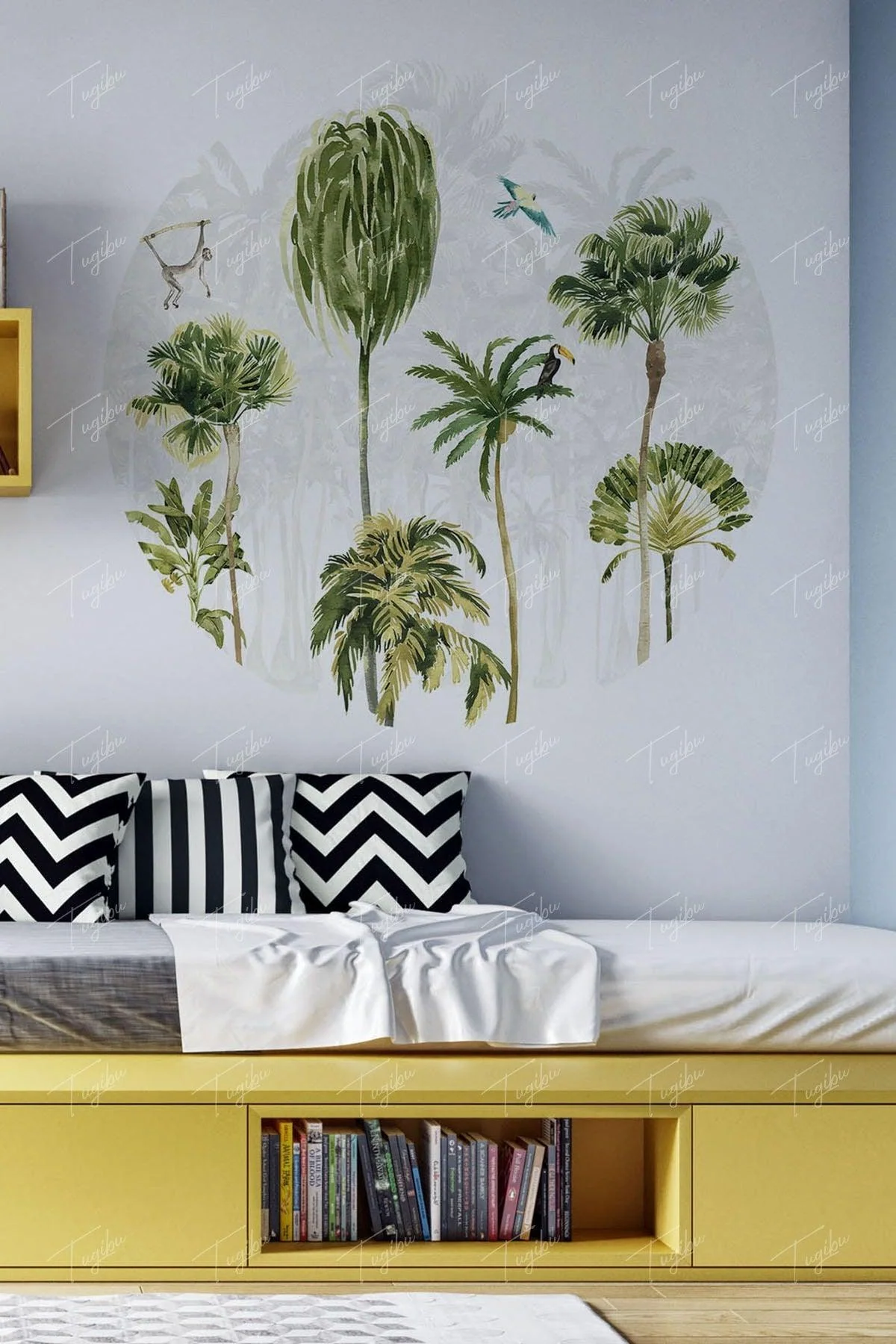Round Self‑Adhesive Wall Sticker – Palm Design