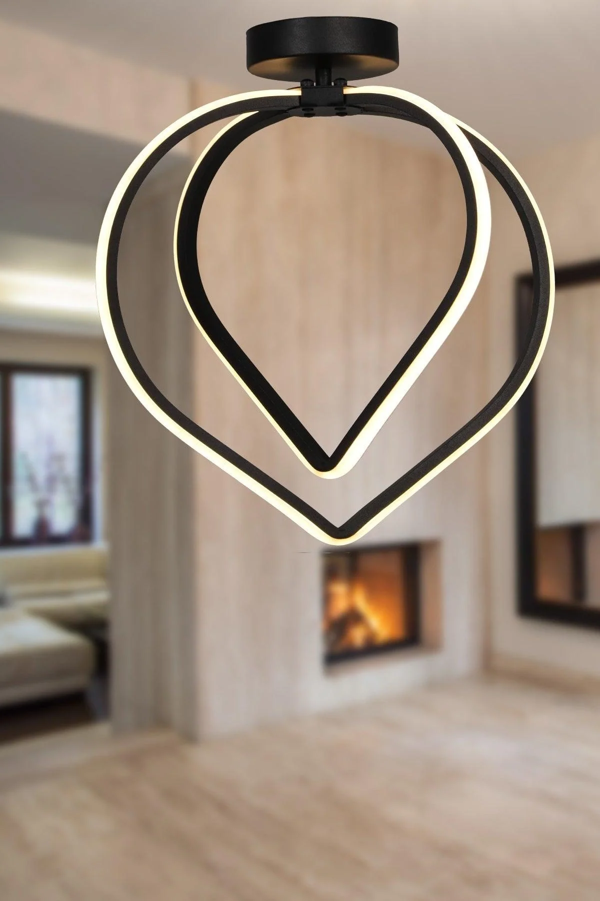 Black aluminum LED ceiling pendant light with electrostatic oven paint finish