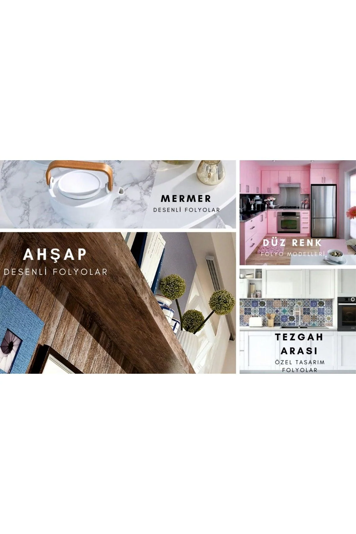 Glossy self-adhesive foil for countertops, tables and walls