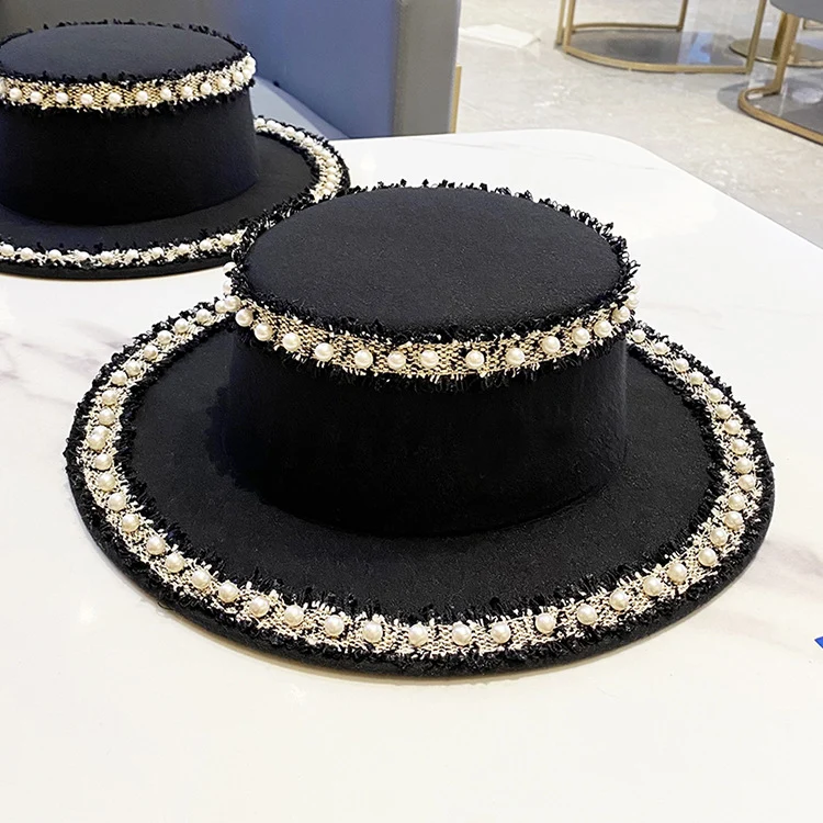 Pearl Accent Wool Hat
