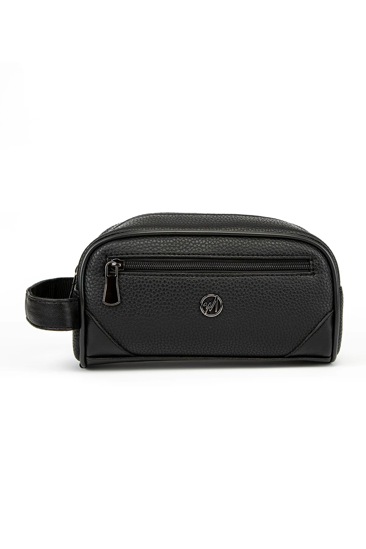 Compact personal care bag with handle and zippered pocket