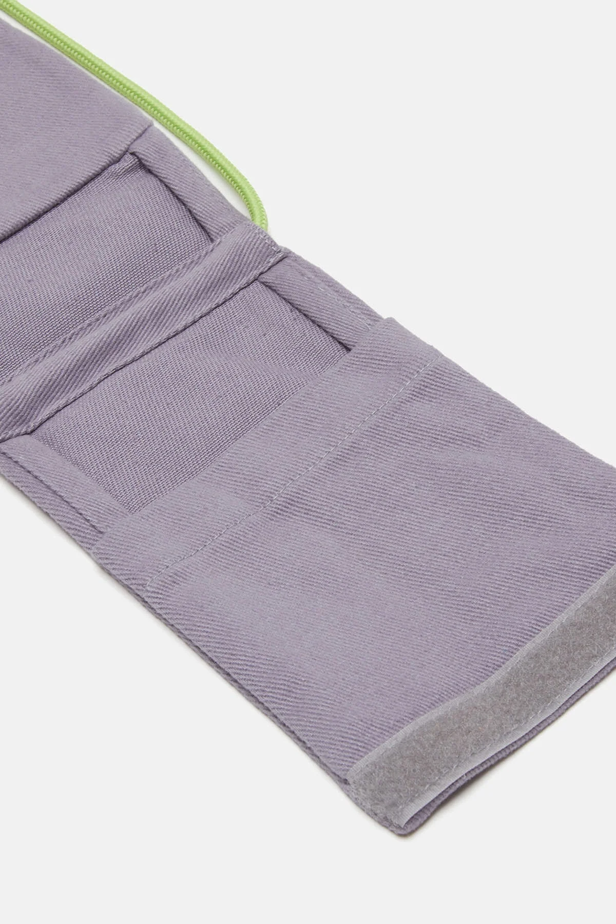 Gray adjustable drawstring phone bag with zipper closure