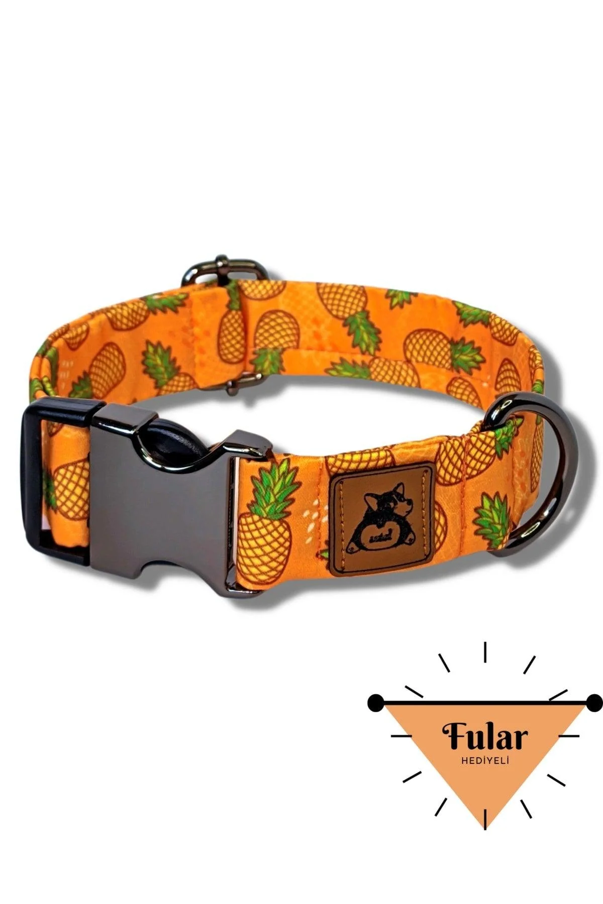 Narrow satin and metal dog collar for small to medium breeds