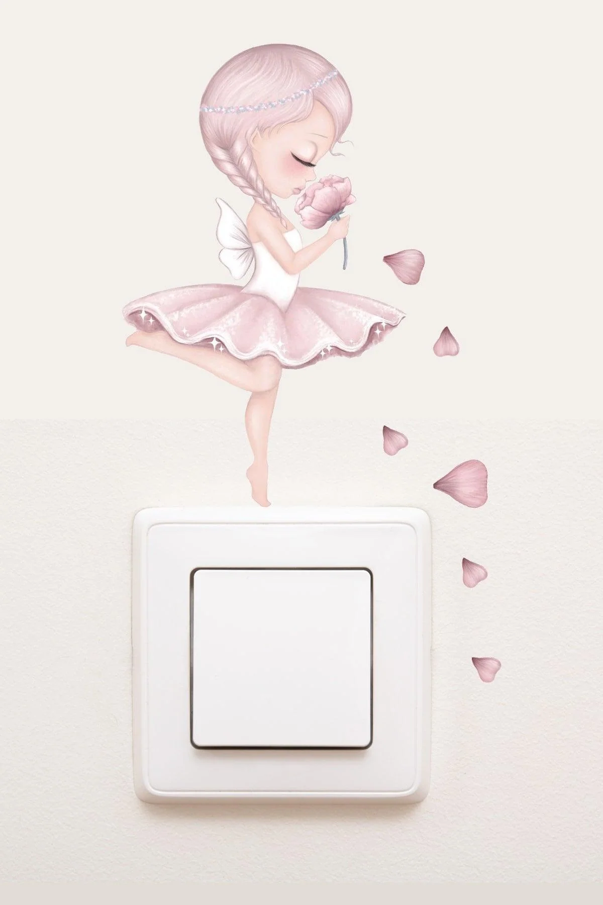 Pink Glitter Fairy Plug Sticker – 15 cm Self‑Adhesive Foil Decal