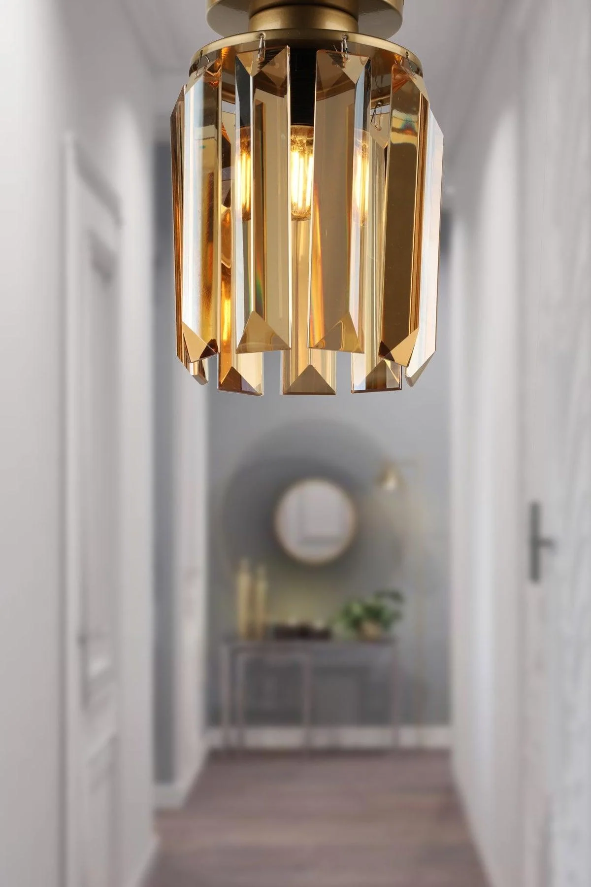Tumbled Metal Chandelier with Crystalline Accents