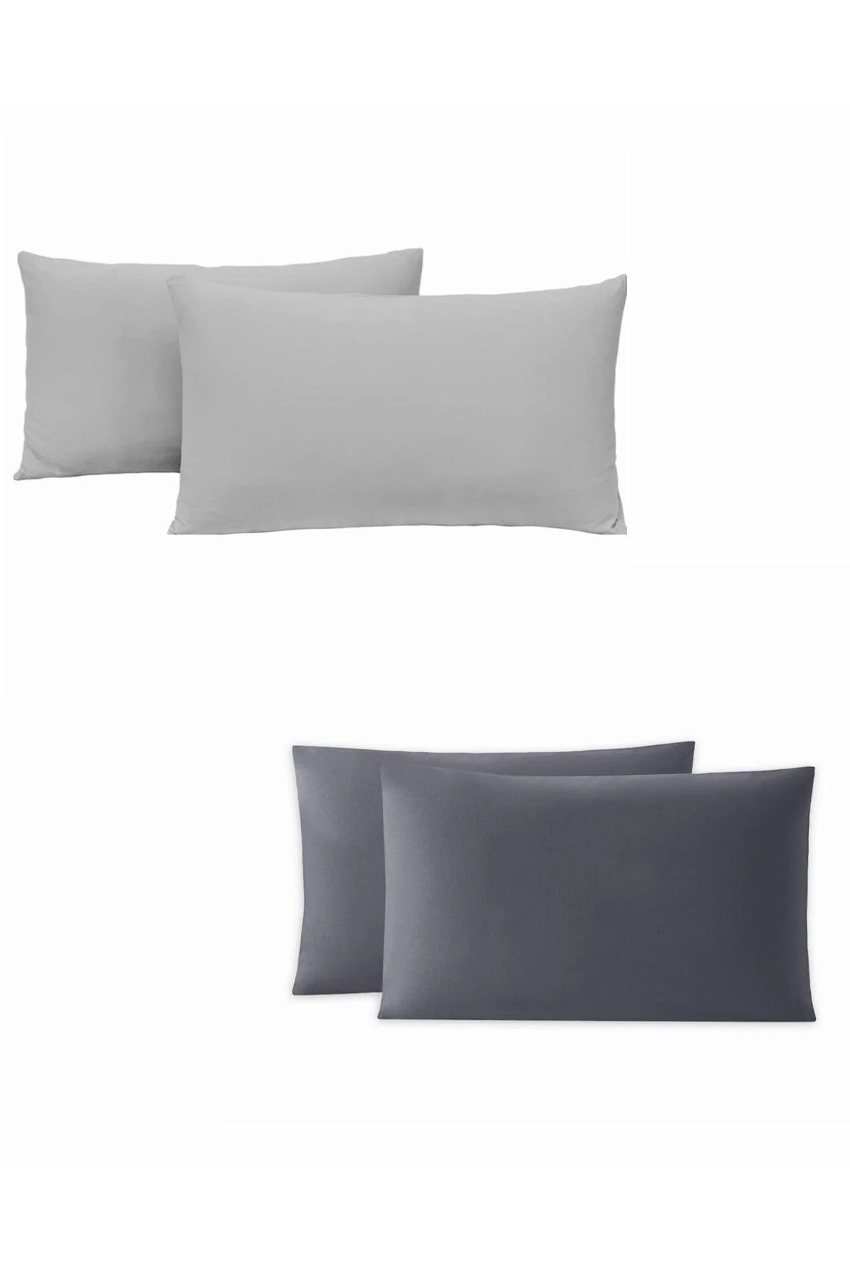 Set of 4 Cotton Pillowcases 50 x 70 cm in Gray and Anthracite