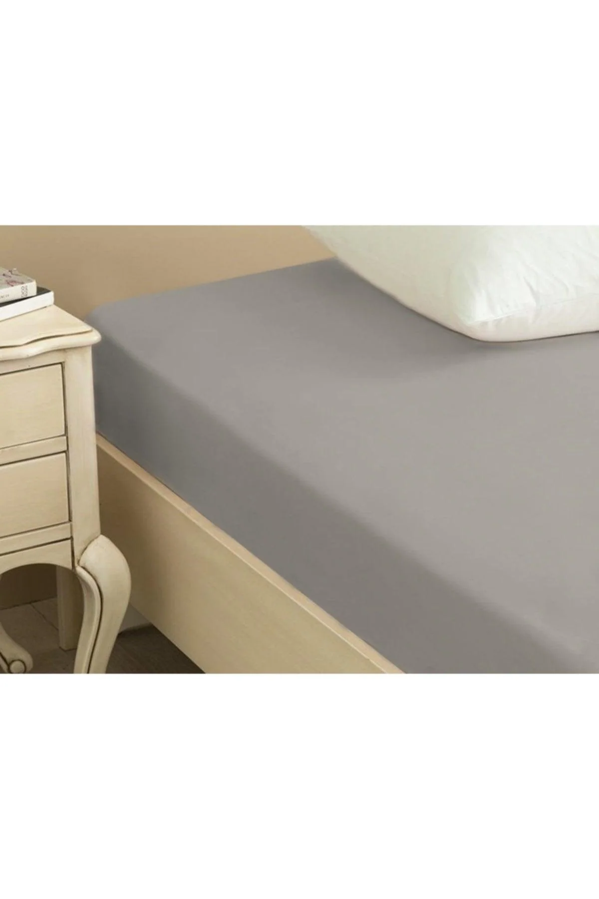 Gray Cotton Elastic Bed Sheet – 100 × 200 cm, 57 Thread Count