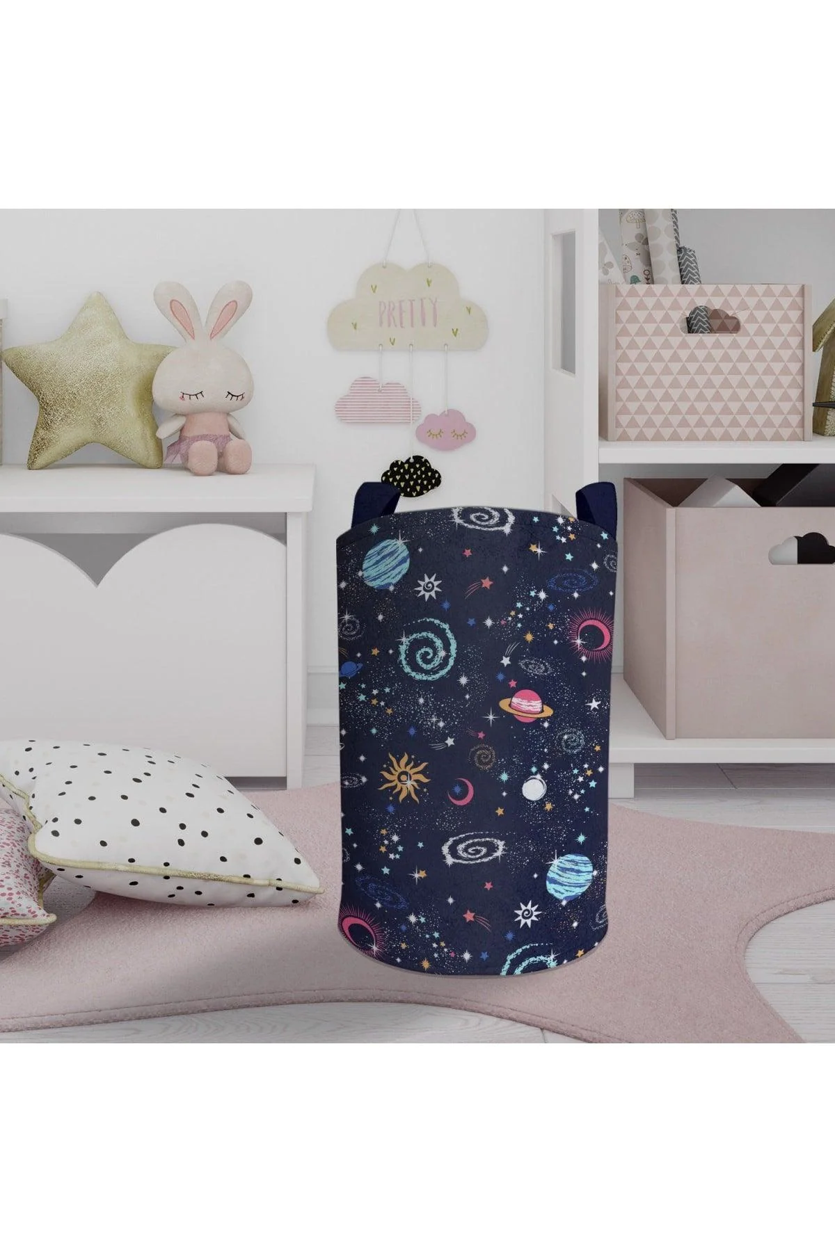 Planets Pattern Laundry and Toy Basket 45 x 35 cm