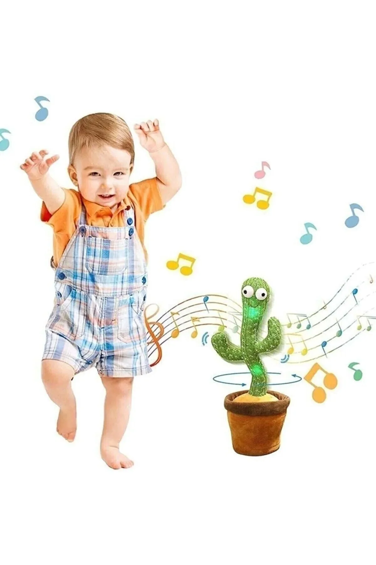 Lighted dancing cactus toy with music and voice recording feature