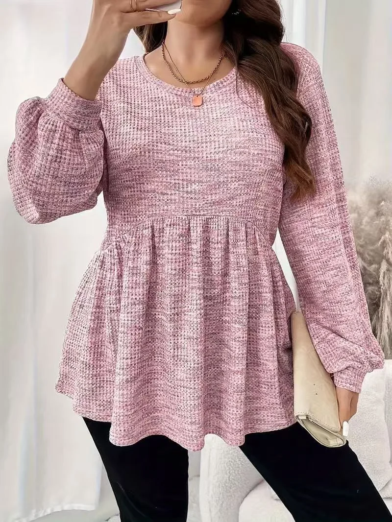 Plus Size Tie-Dye Ruffled Lantern Sleeve Tee