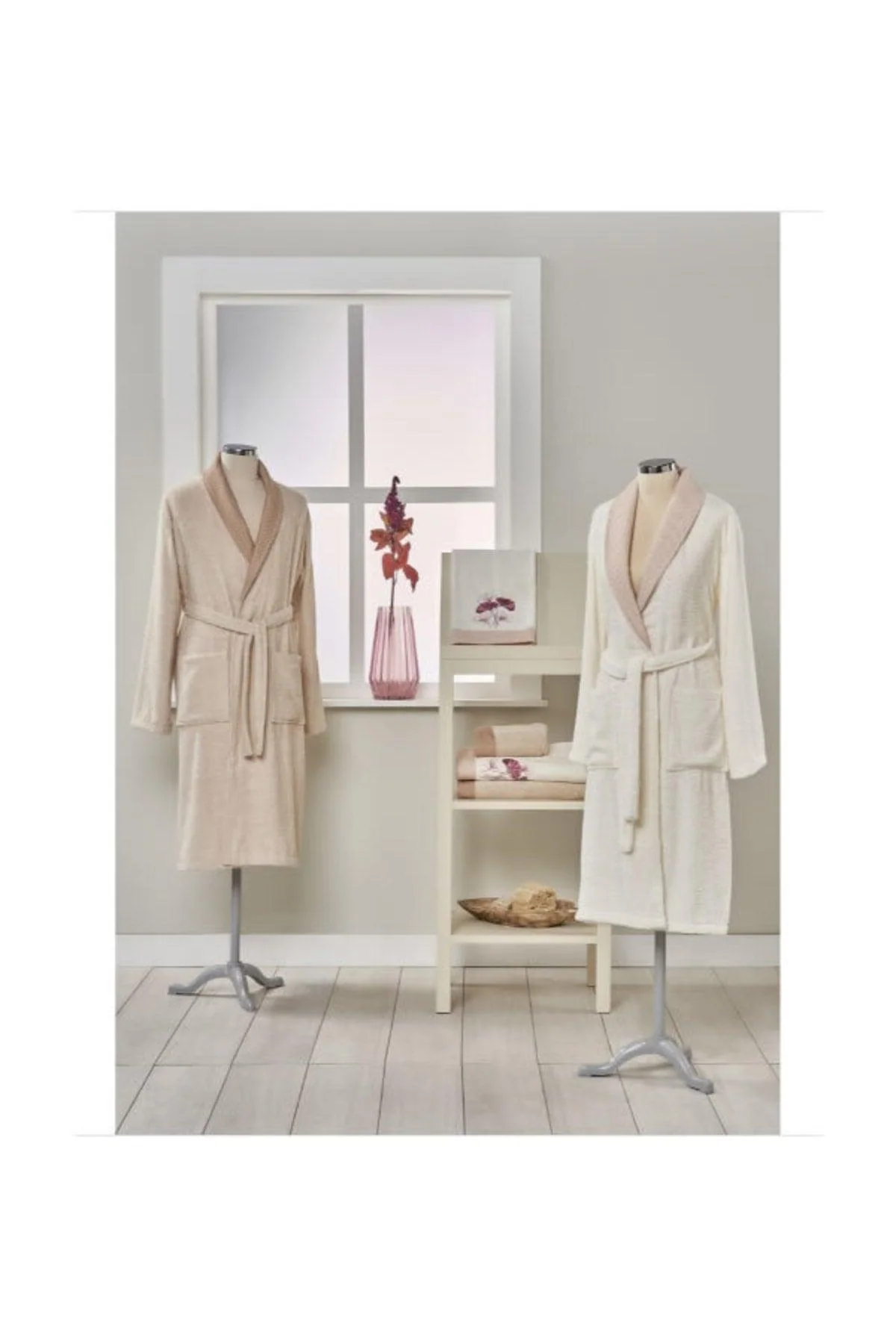 Luxury 6-piece cotton bathrobe set for men and women with towels