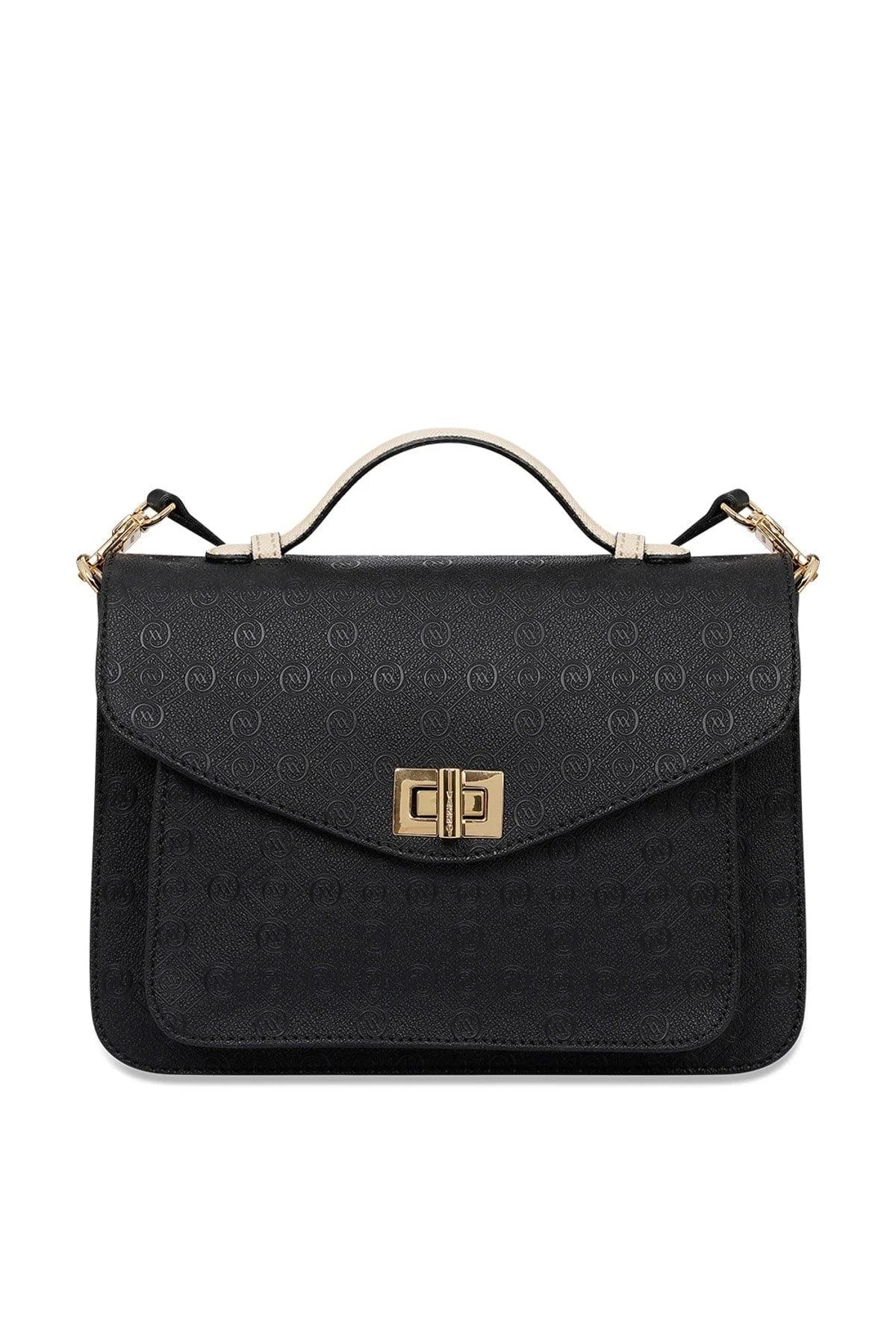 Womens messenger bag with multiple compartments in beige or black