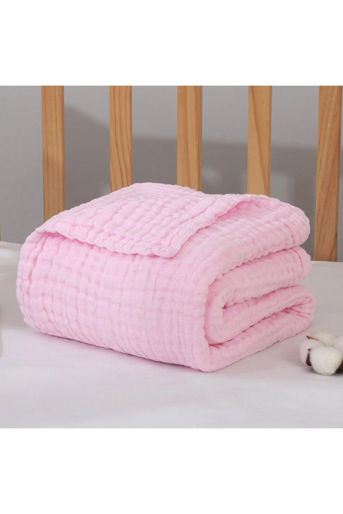 Cotton muslin throw blanket 4-layer breathable design