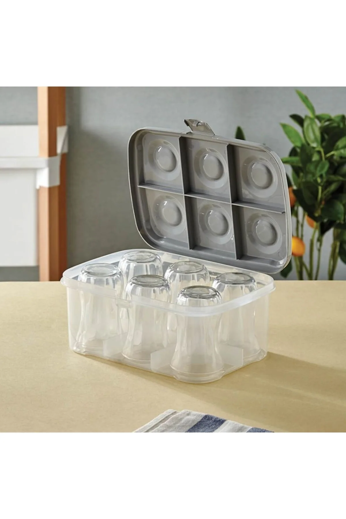 6-compartment tea glass storage and carrying case