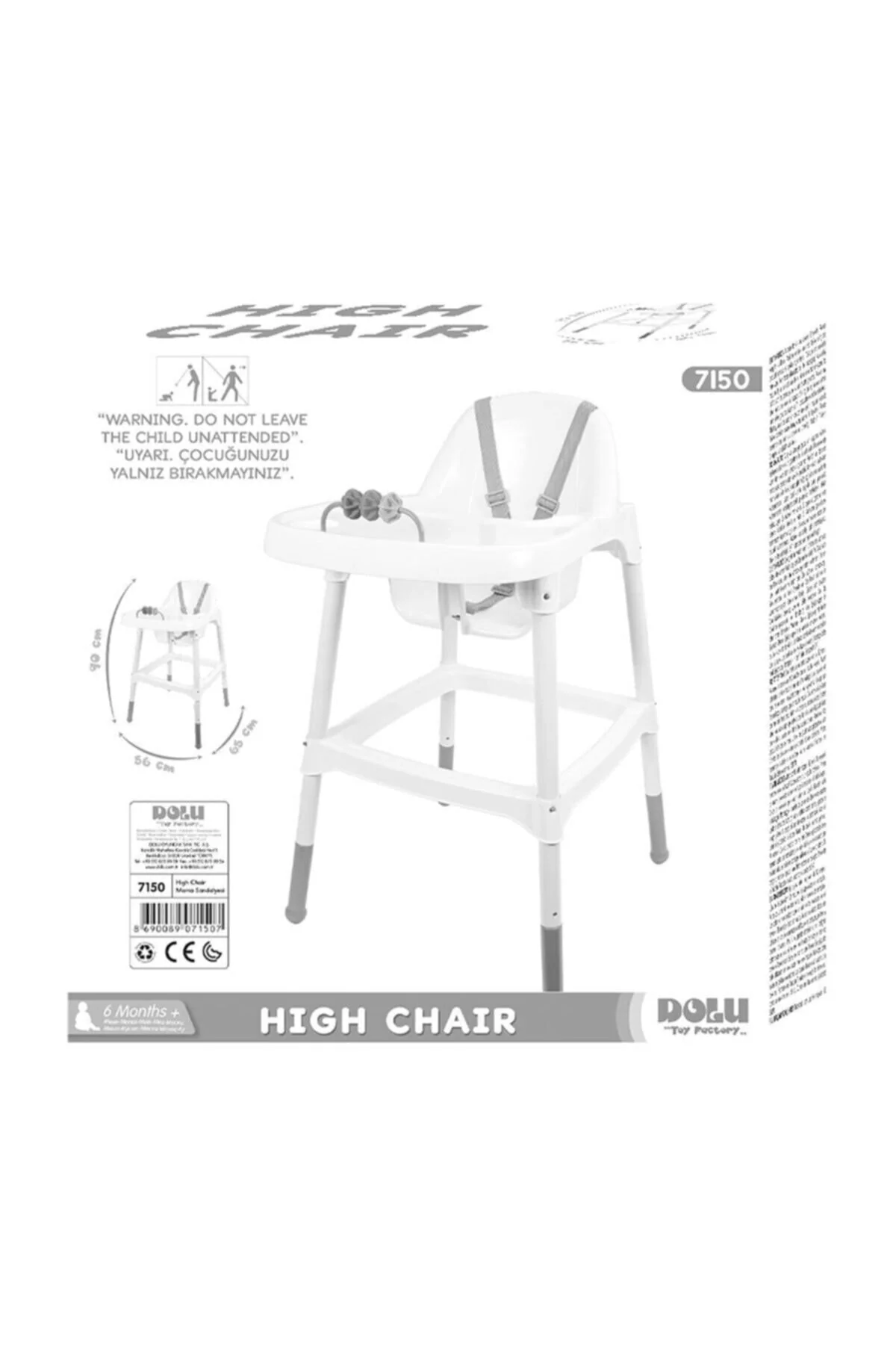 Ergonomic highchair with removable tray and toy holder