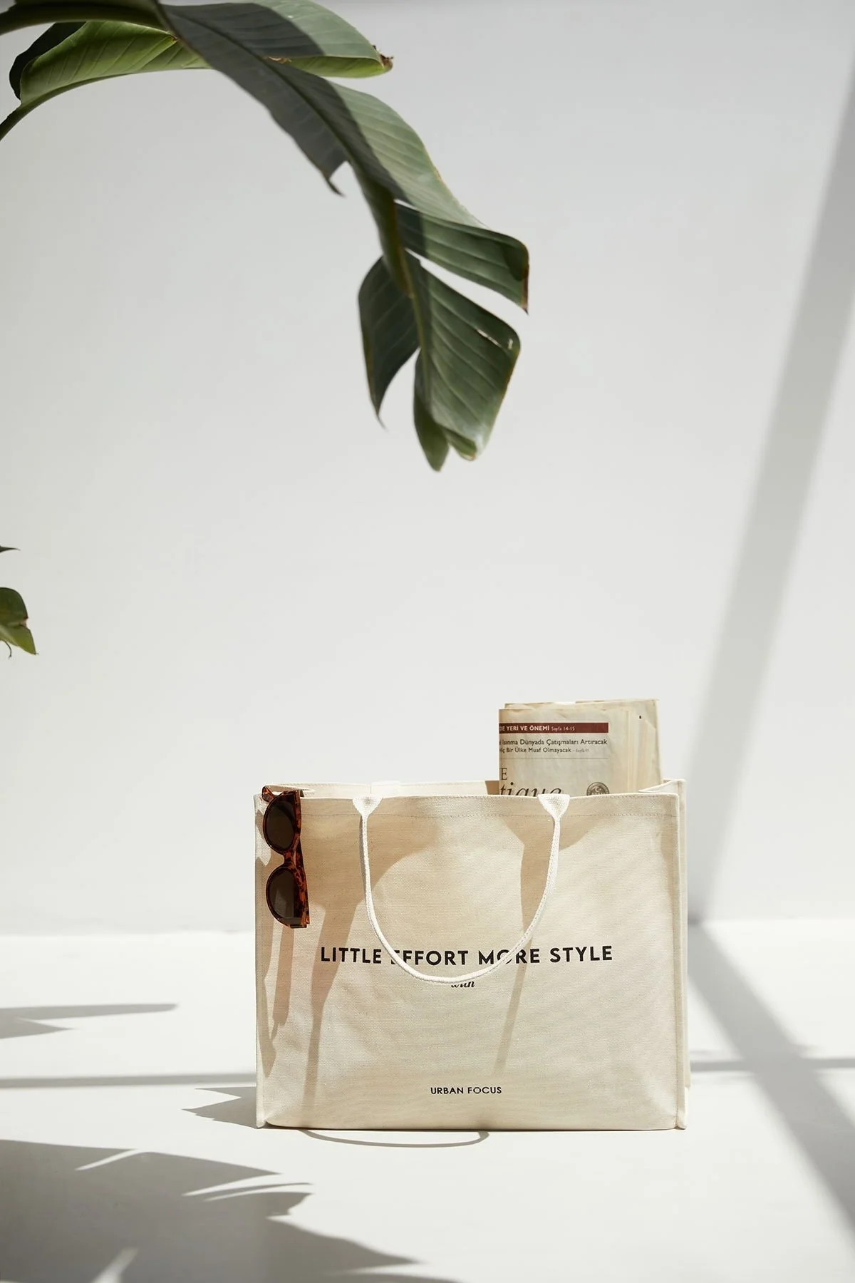Large printed canvas tote bag with raw cotton lining