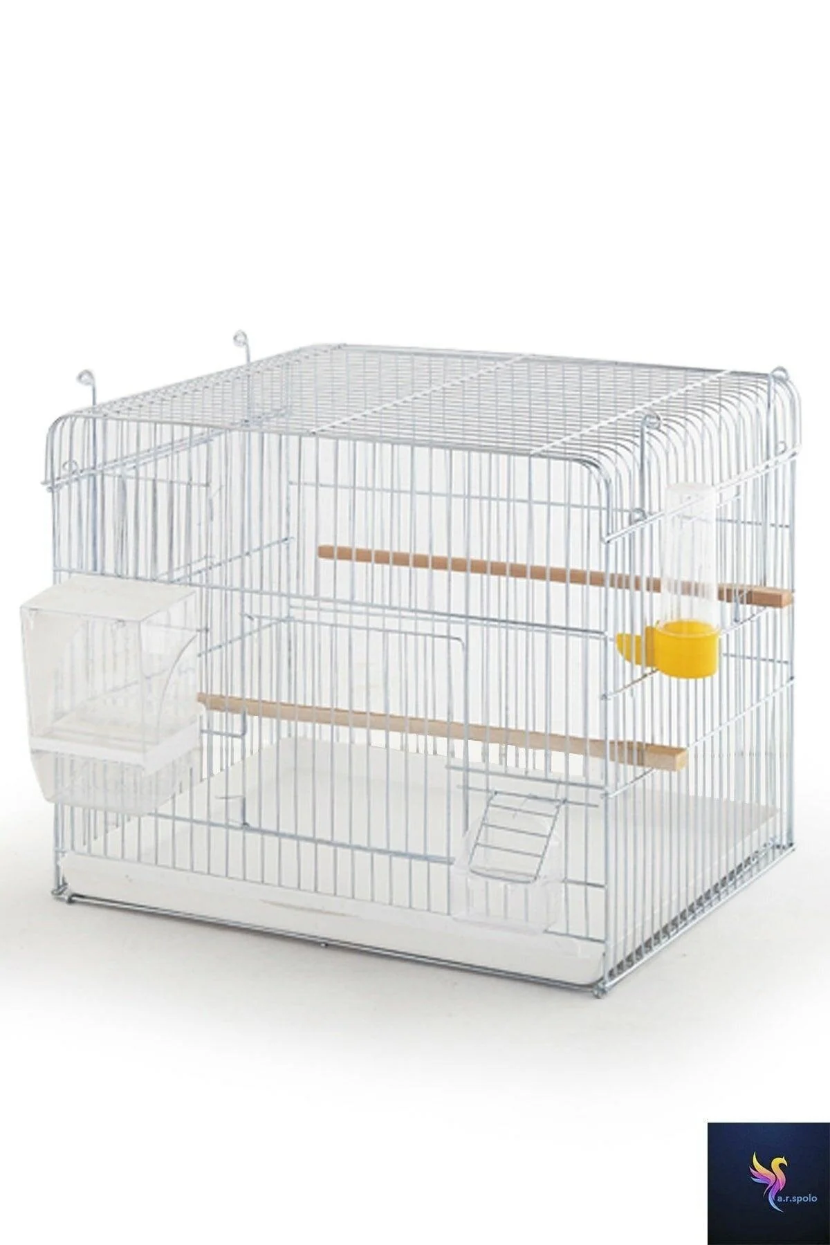 Silver wire bird cage 45 x 35 x 40 cm full set