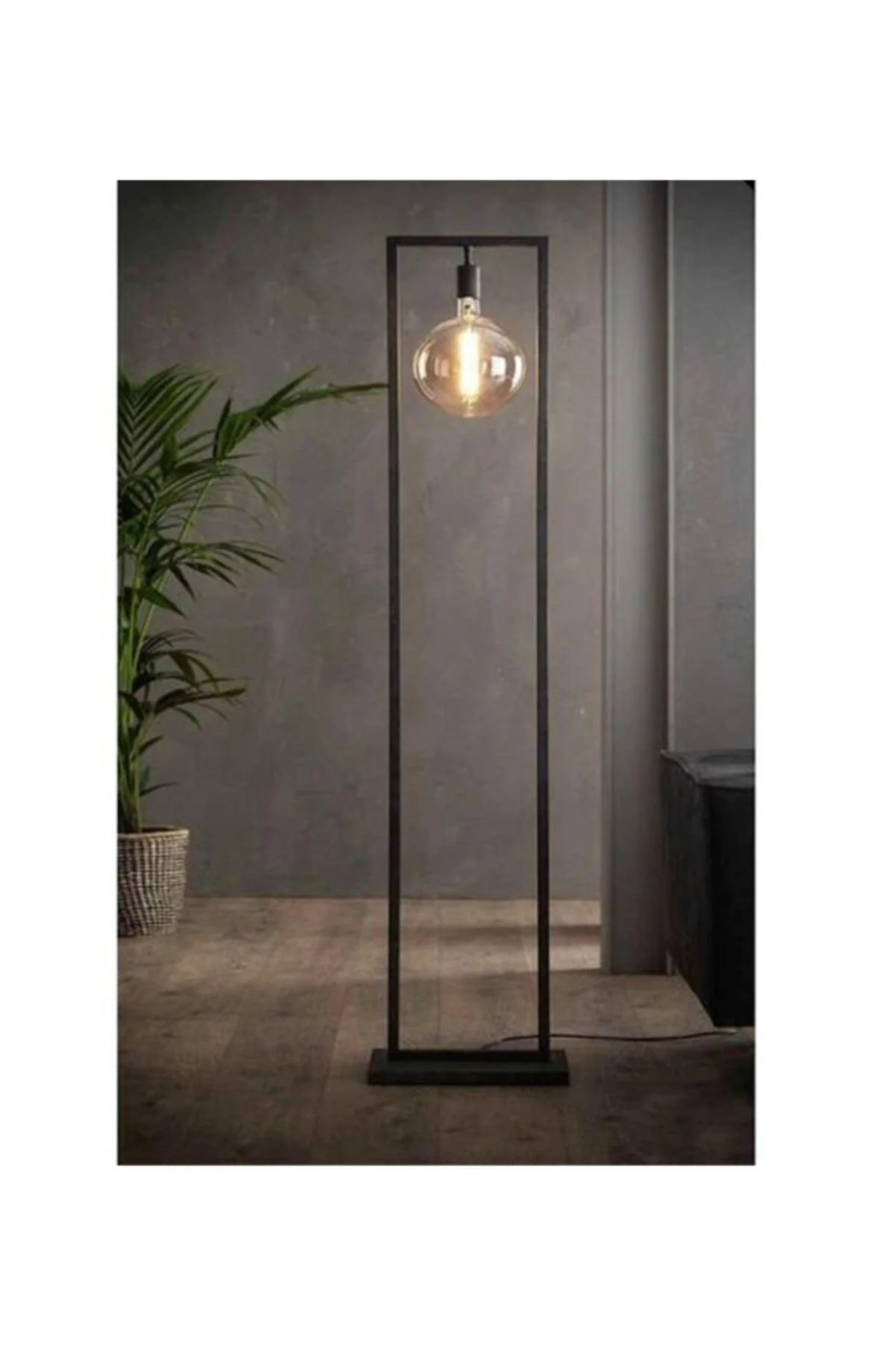 Black rectangular floor lamp with LED lighting