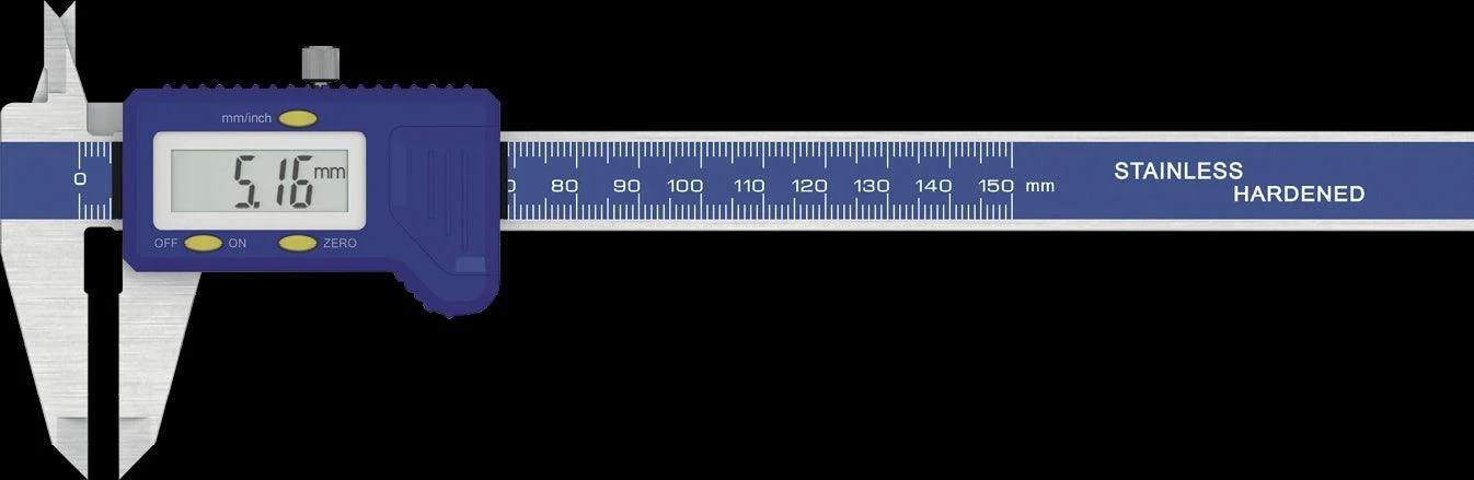 Digital Caliper with Capacitive Measuring System, 8‑150 mm Range, Replaceable Metric/Imperial Scale
