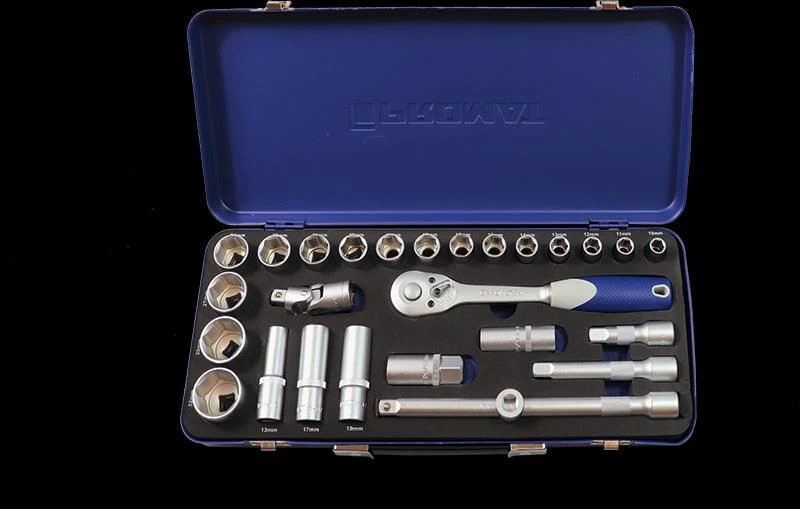 1/2" Square Drive Socket Wrench Set with Lever Ratchet and LED Light
