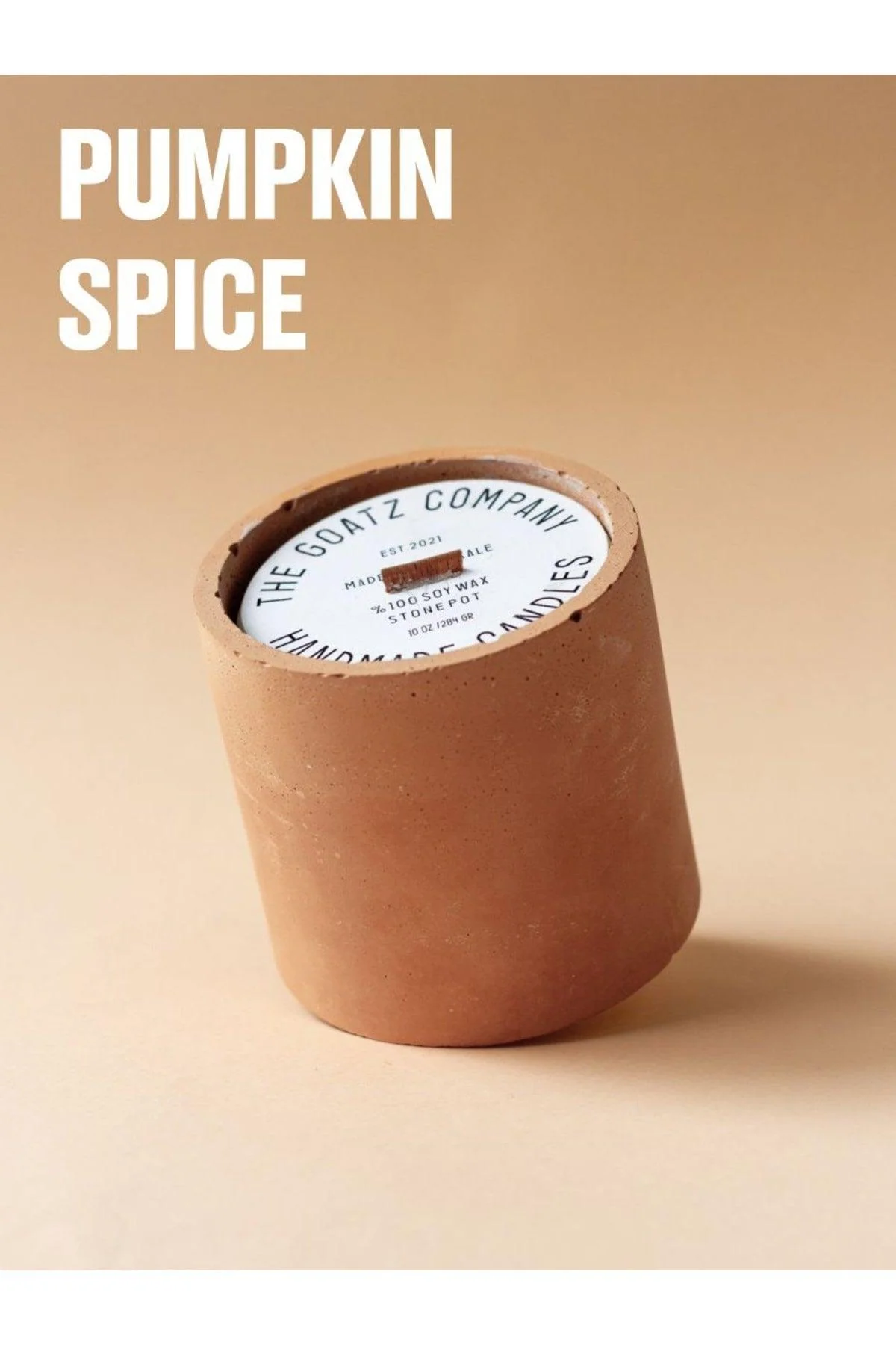 Pumpkin spice soy wax candle with wooden wick, 40-hour burn time