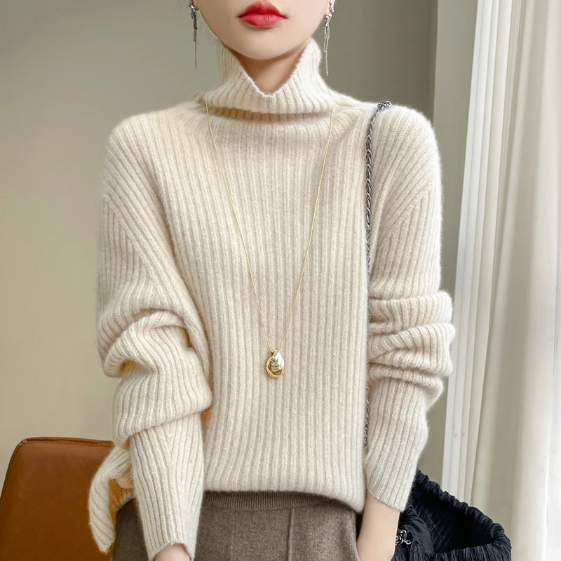 Pure Wool Womens Turtleneck Sweater