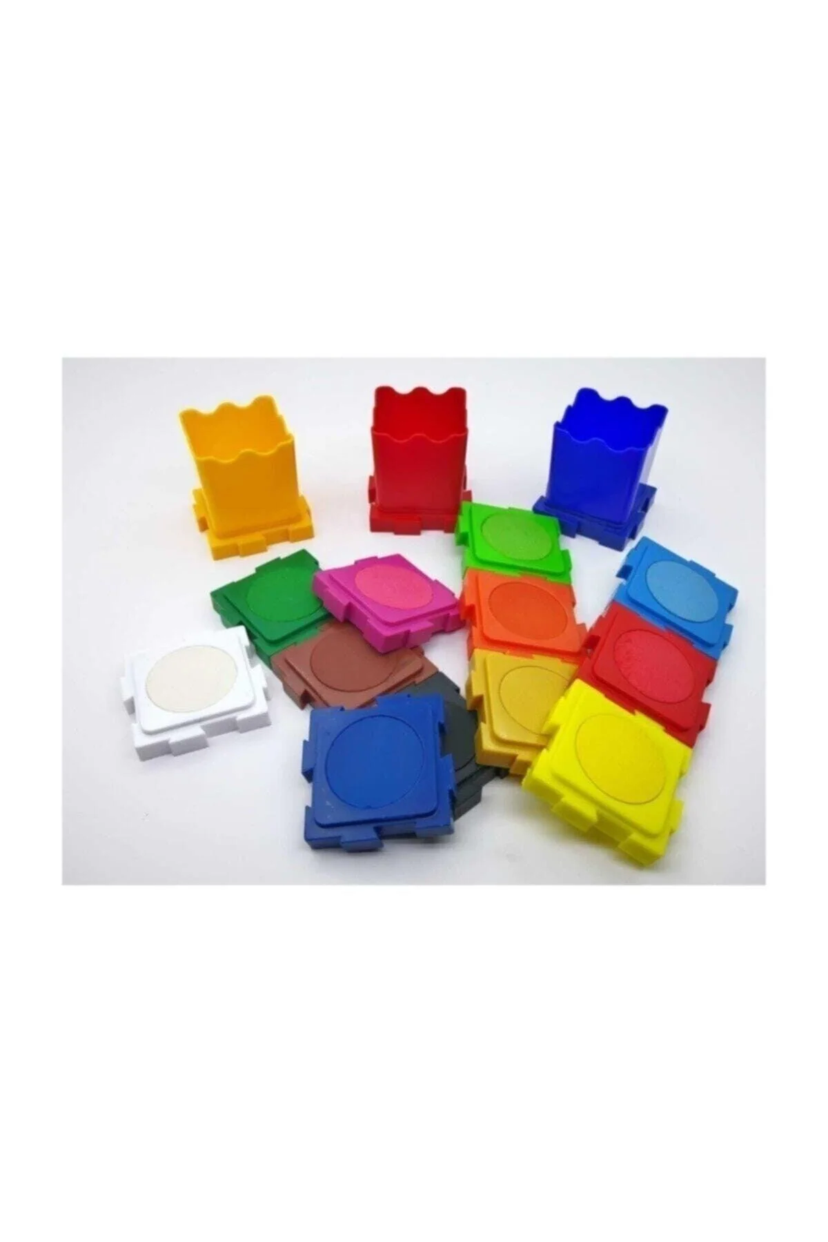 12-piece watercolor puzzle with brushes