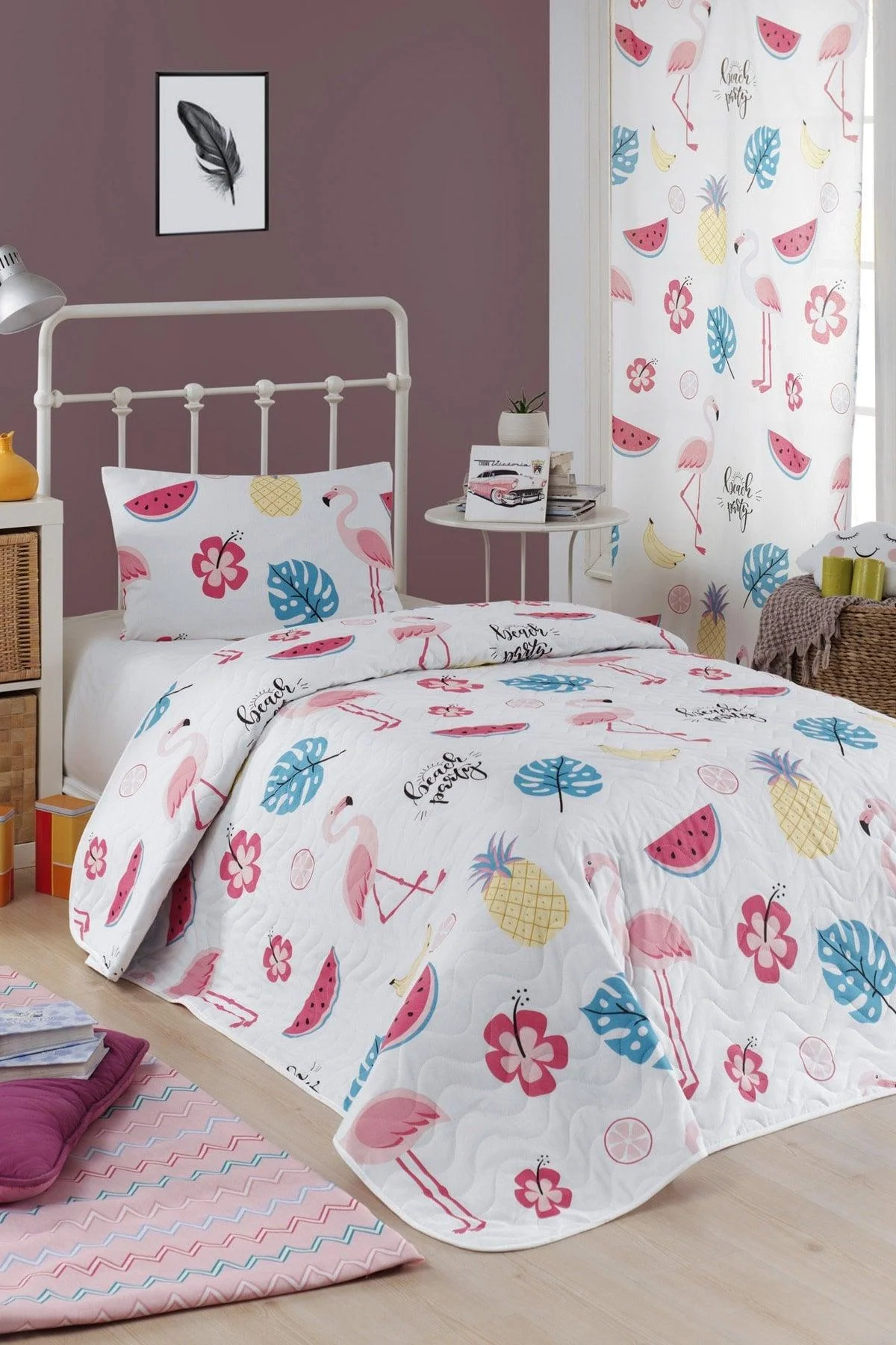 Quilted Single Bedspread Set with Pillowcase in White