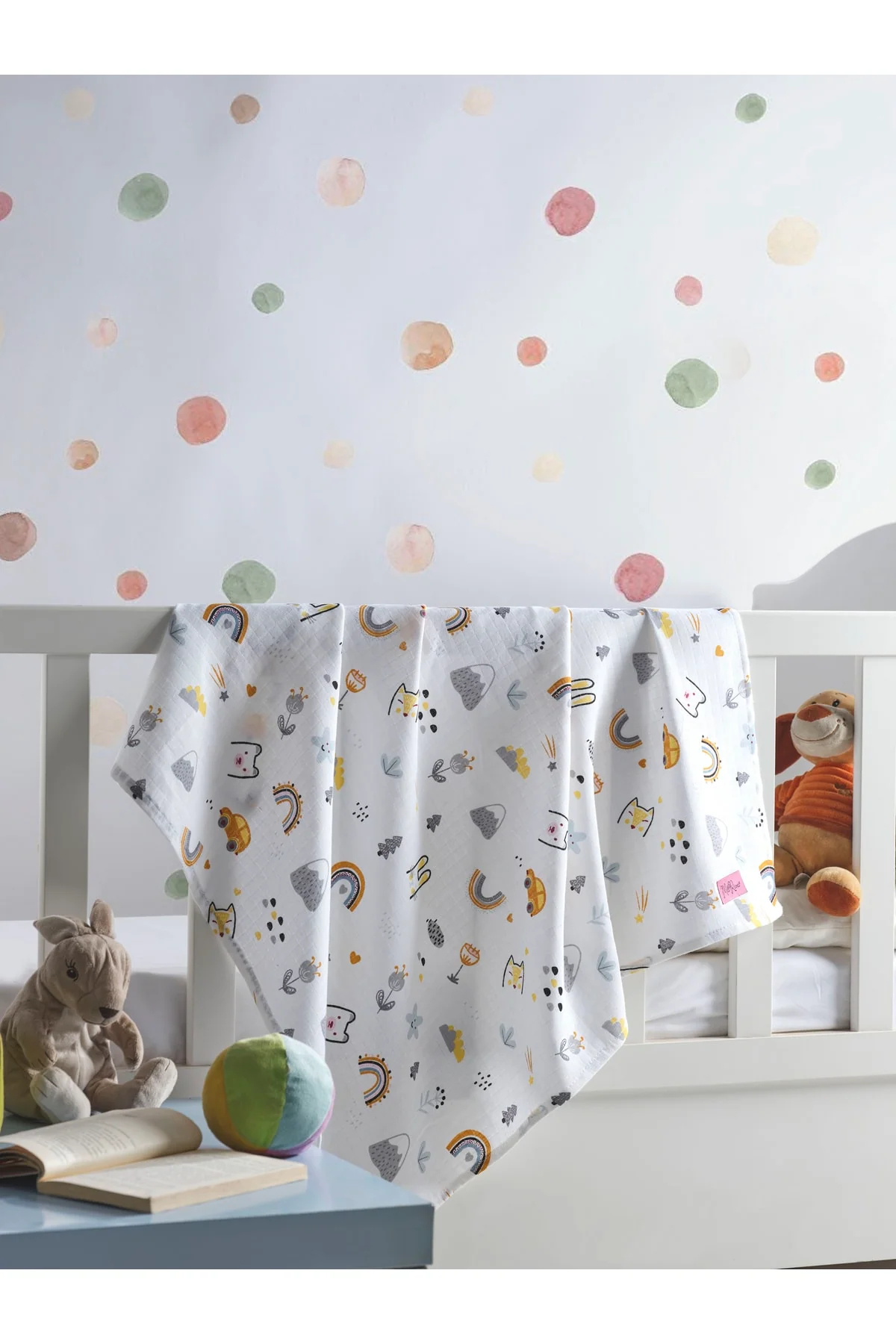 Rainbow Muslin Blanket 80x90 cm - Soft Organic Cotton
